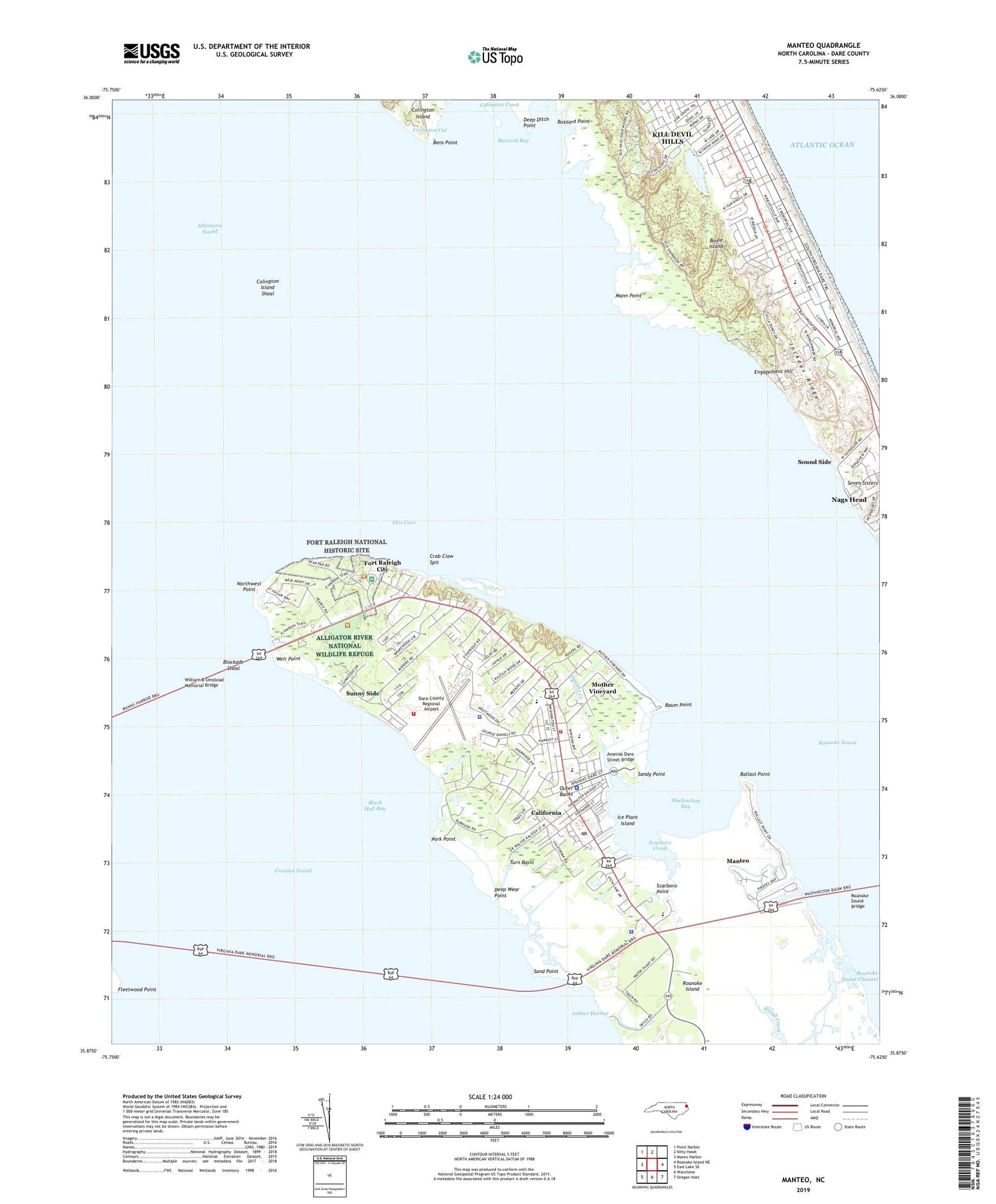 Manteo North Carolina US Topo Map Image