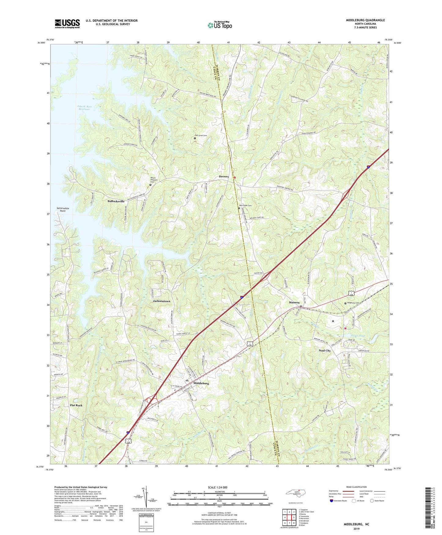 Middleburg North Carolina US Topo Map Image