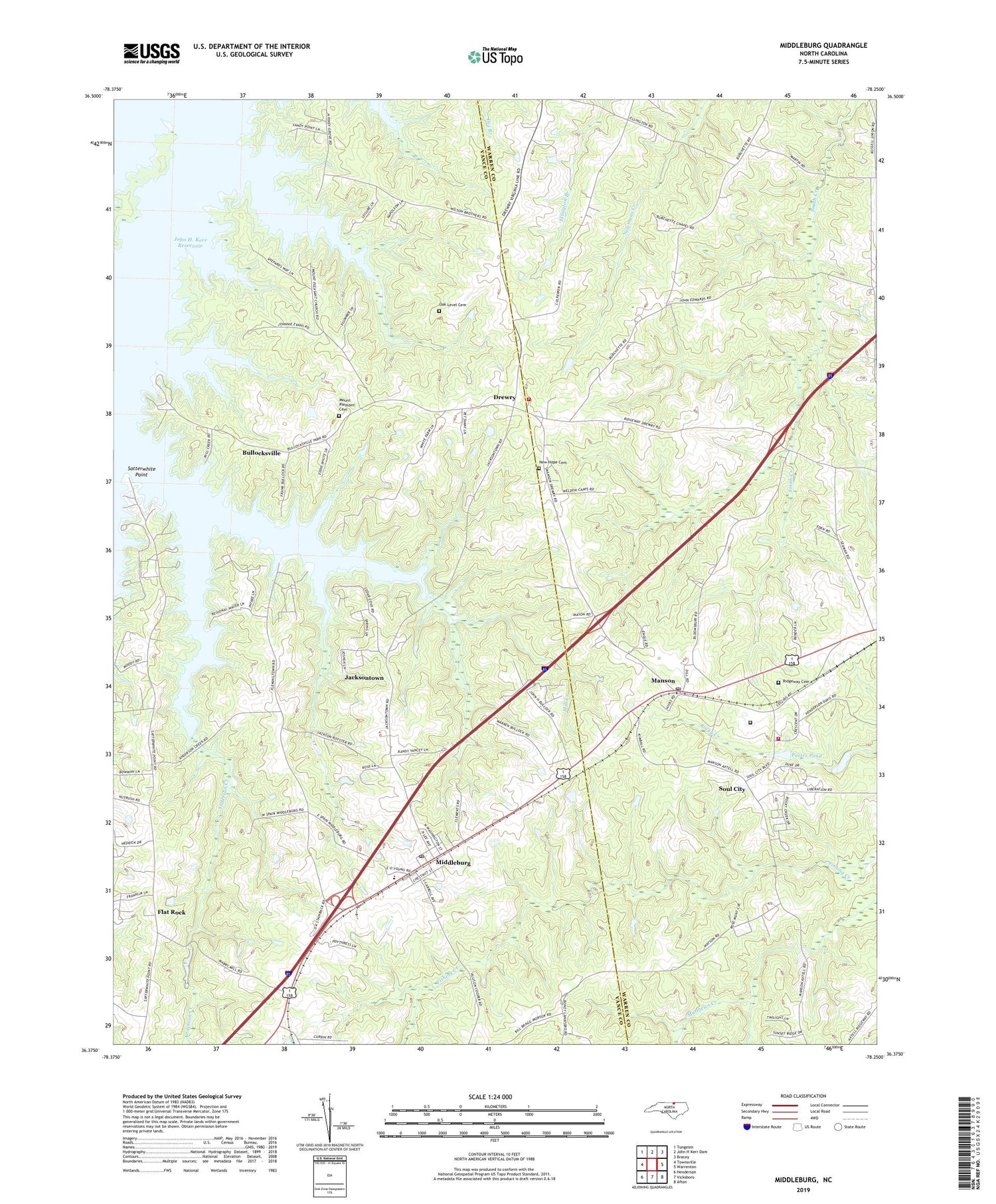 Middleburg North Carolina US Topo Map Image