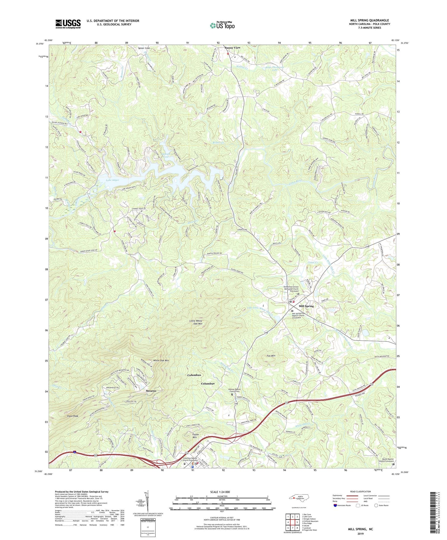 Mill Spring North Carolina US Topo Map Image