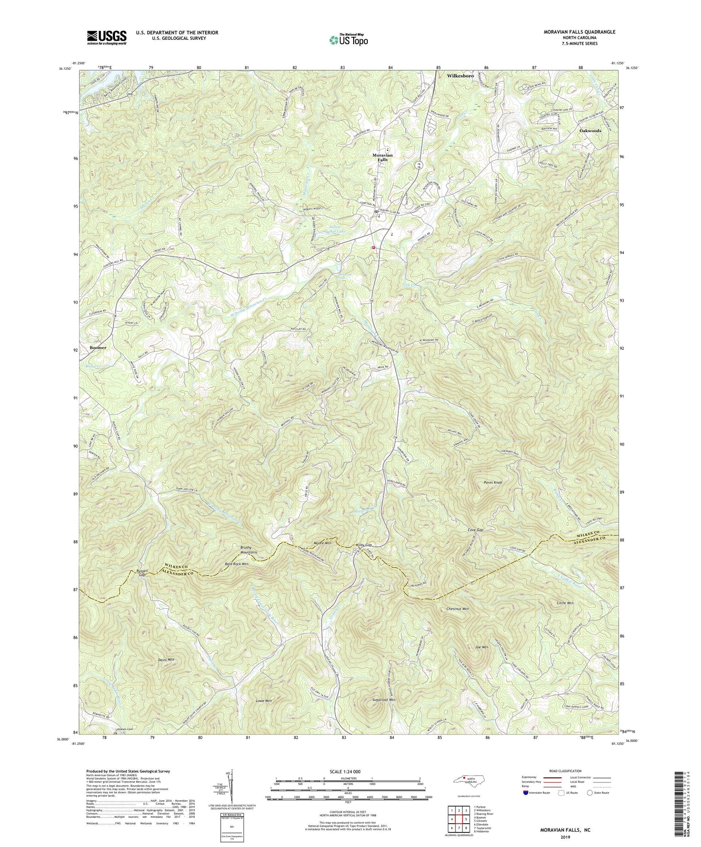 Moravian Falls North Carolina US Topo Map Image