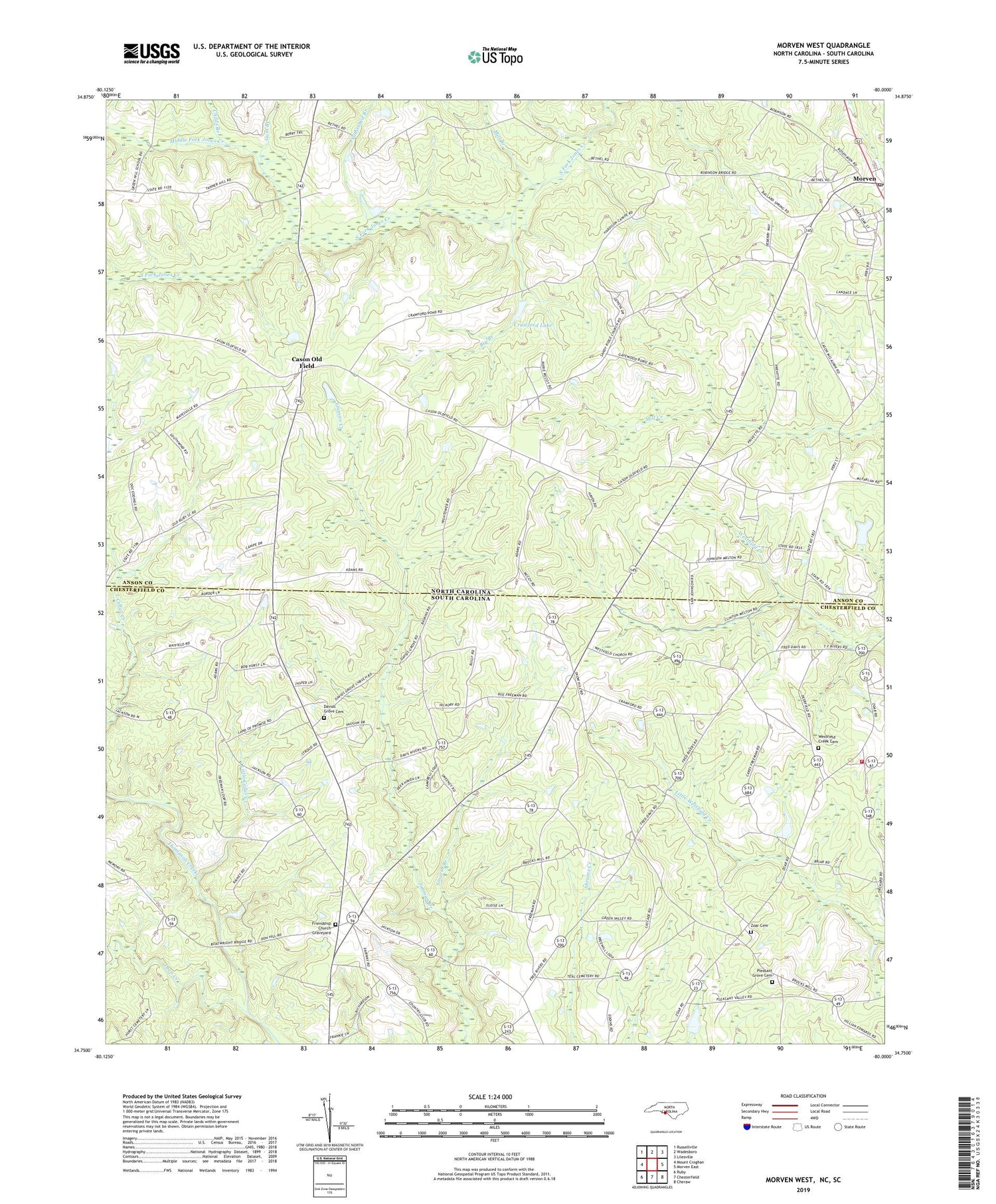 Morven West North Carolina US Topo Map Image