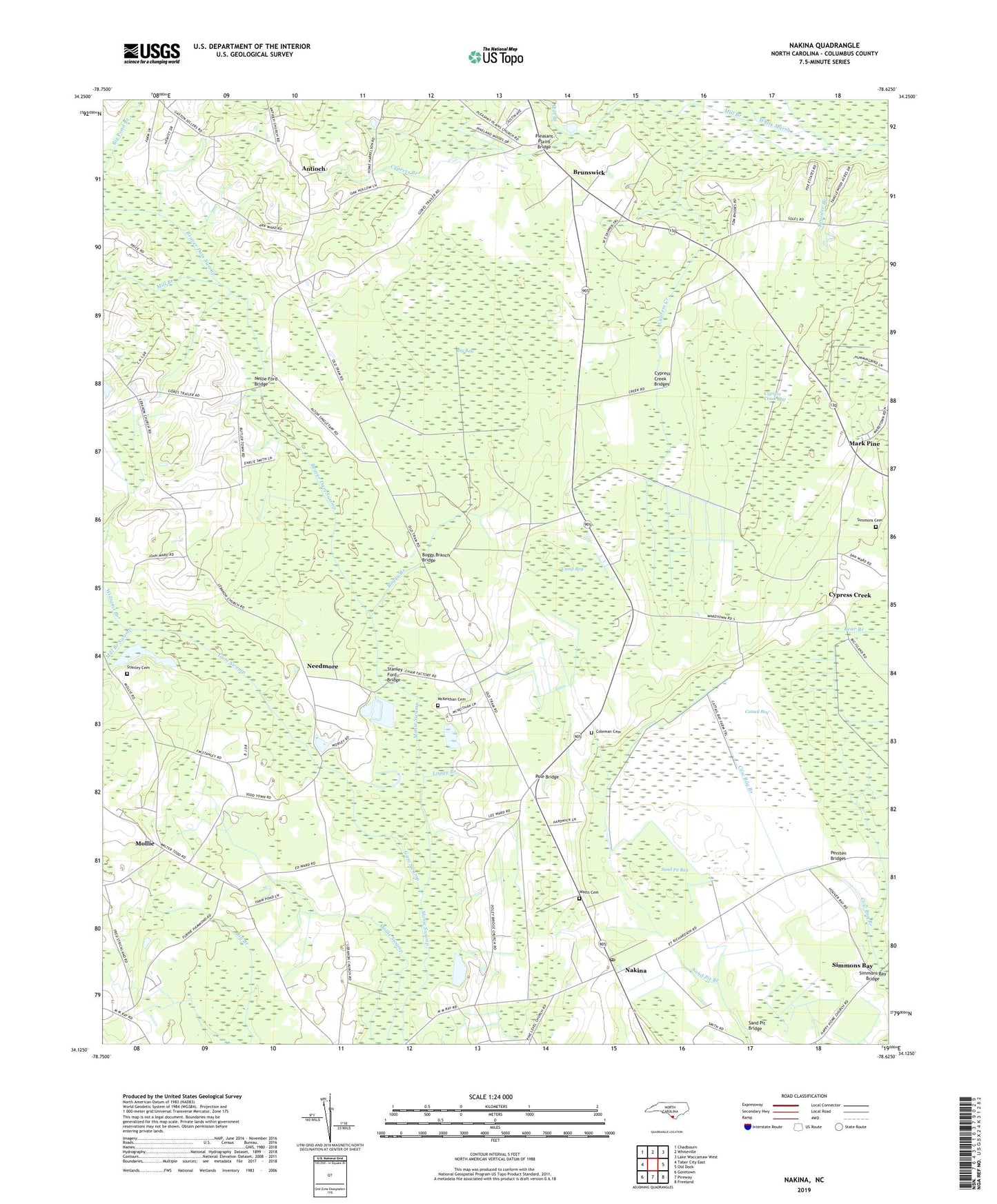 Nakina North Carolina US Topo Map Image