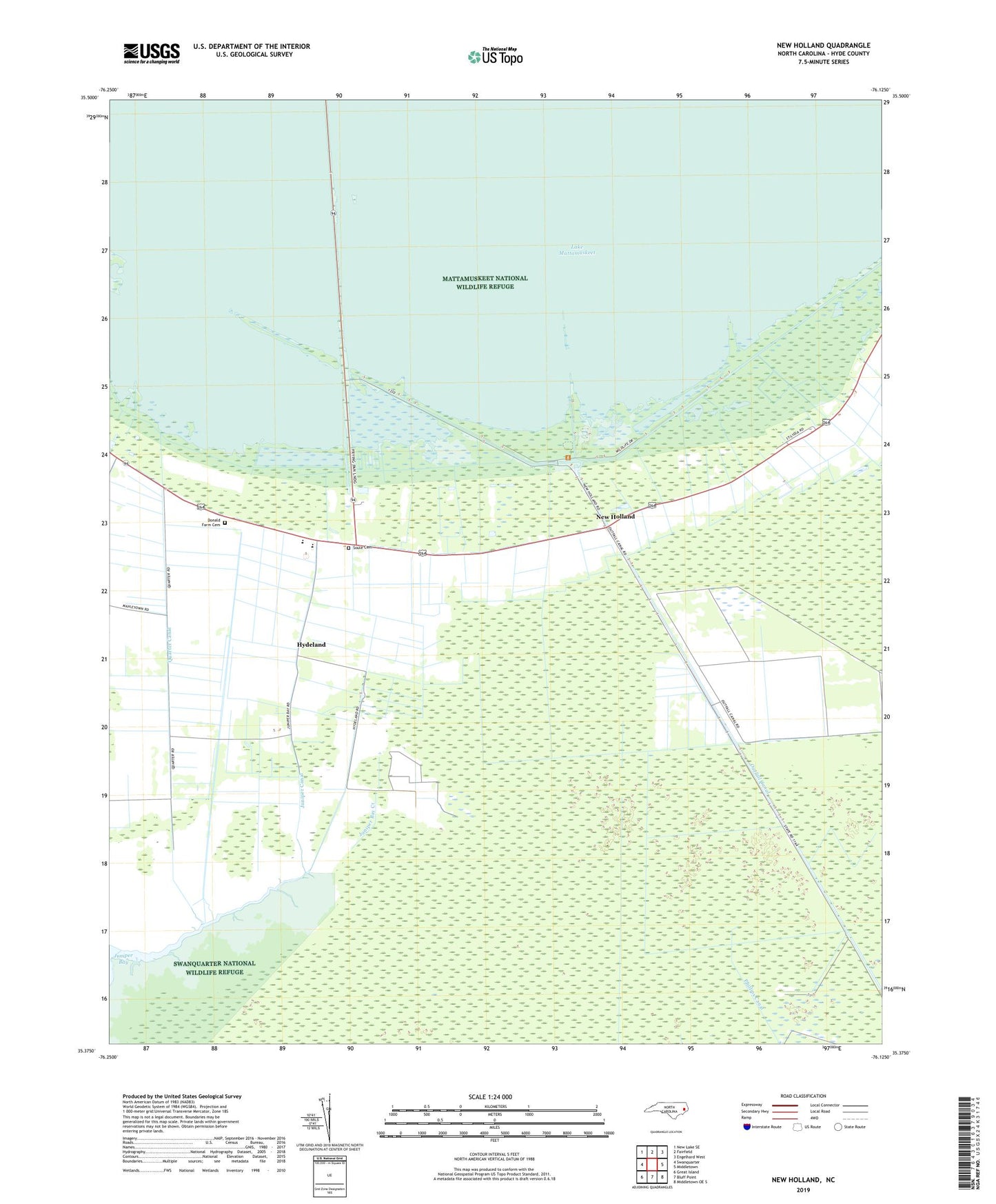 New Holland North Carolina US Topo Map Image