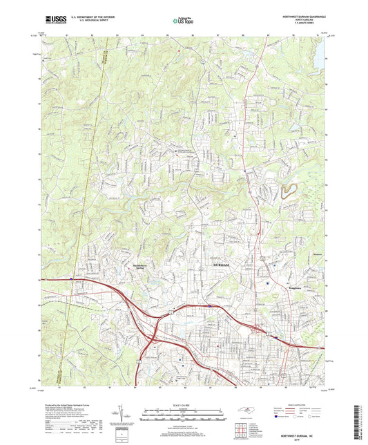 Northwest Durham North Carolina US Topo Map Image