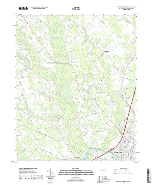 Northwest Lumberton North Carolina US Topo Map Image
