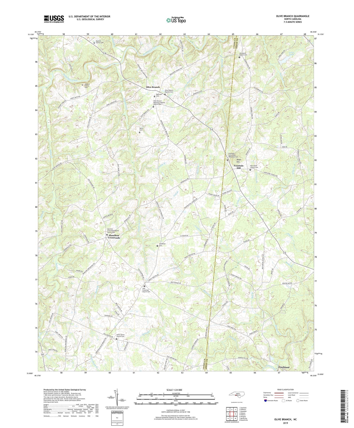 Olive Branch North Carolina US Topo Map Image