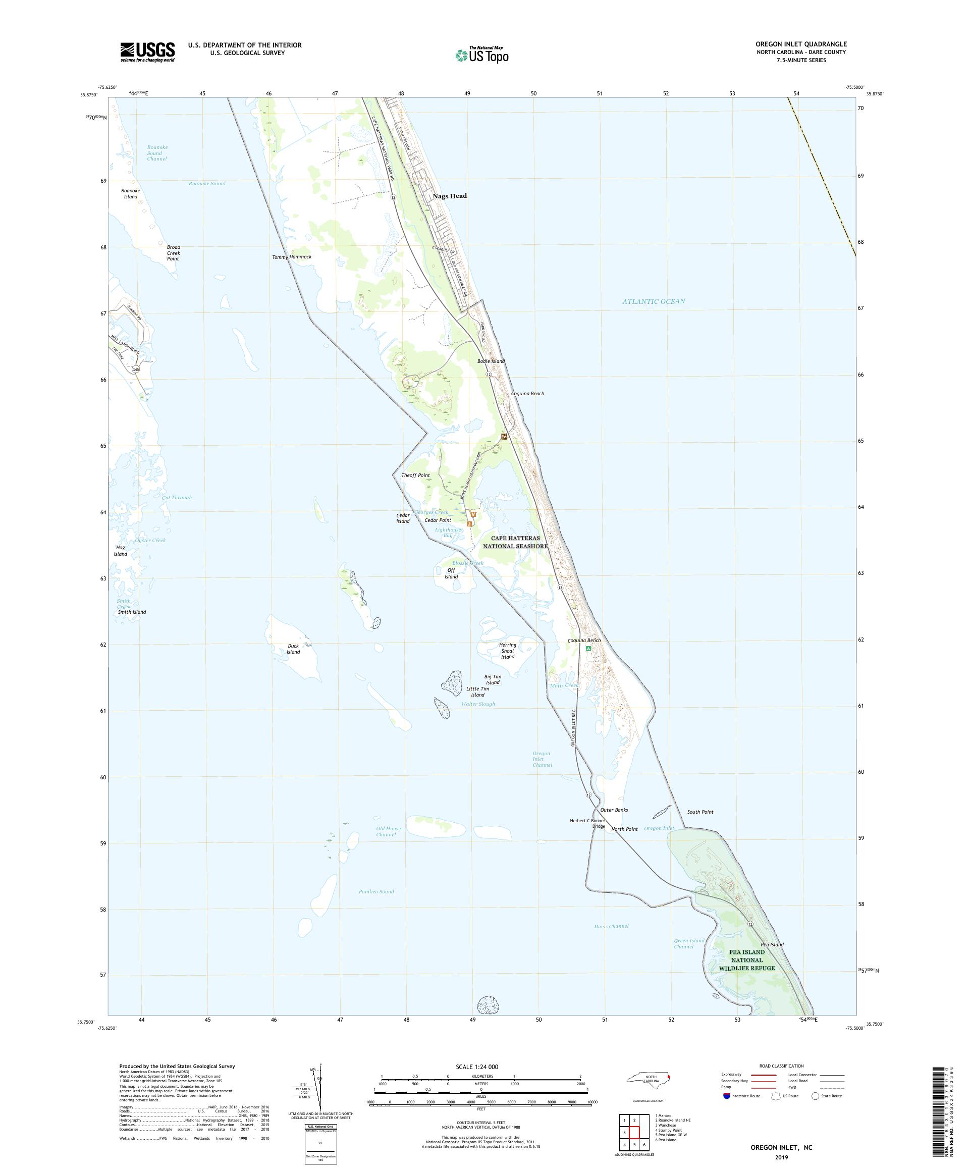 Oregon Inlet North Carolina US Topo Map – MyTopo Map Store