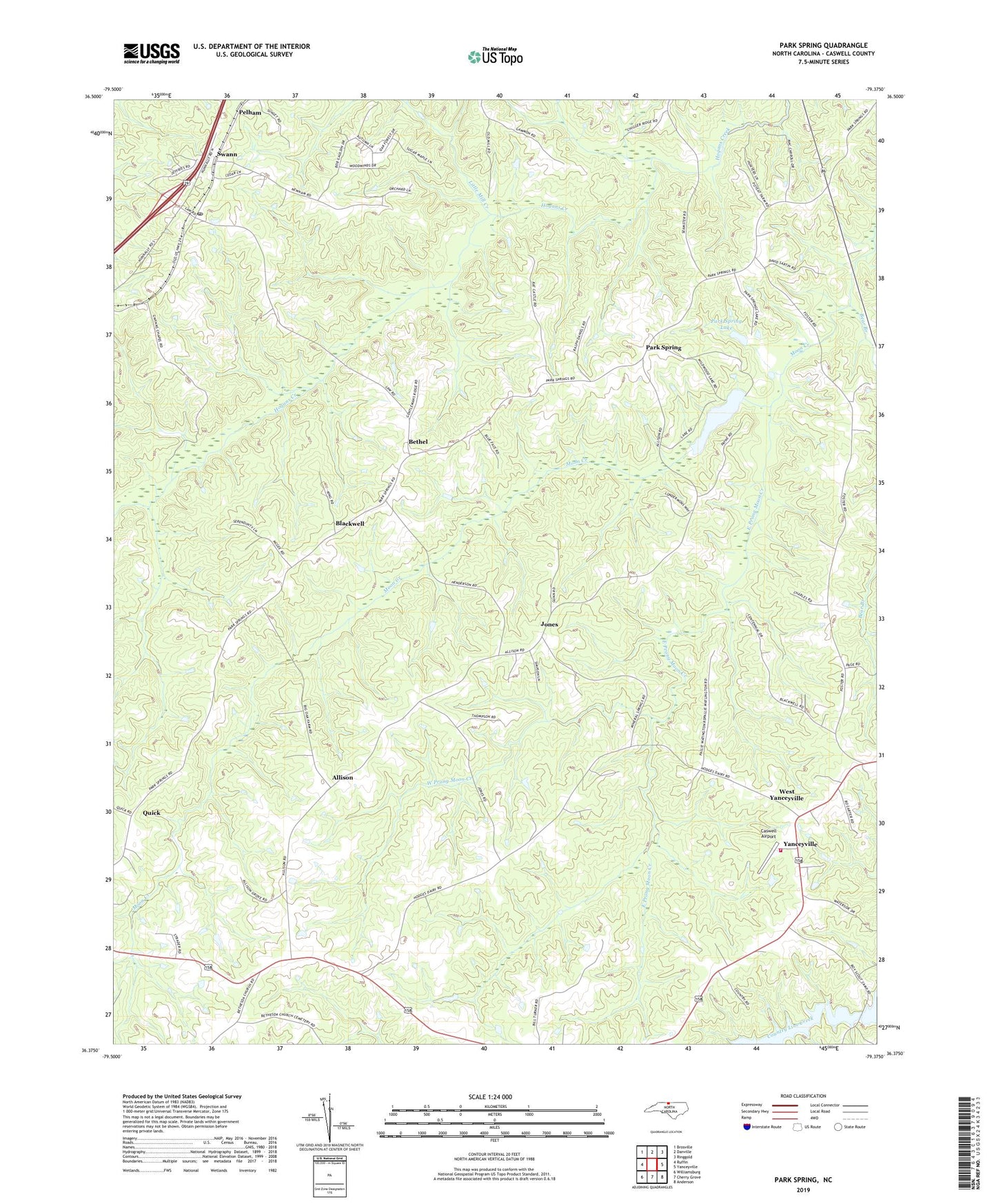 Park Spring North Carolina US Topo Map Image