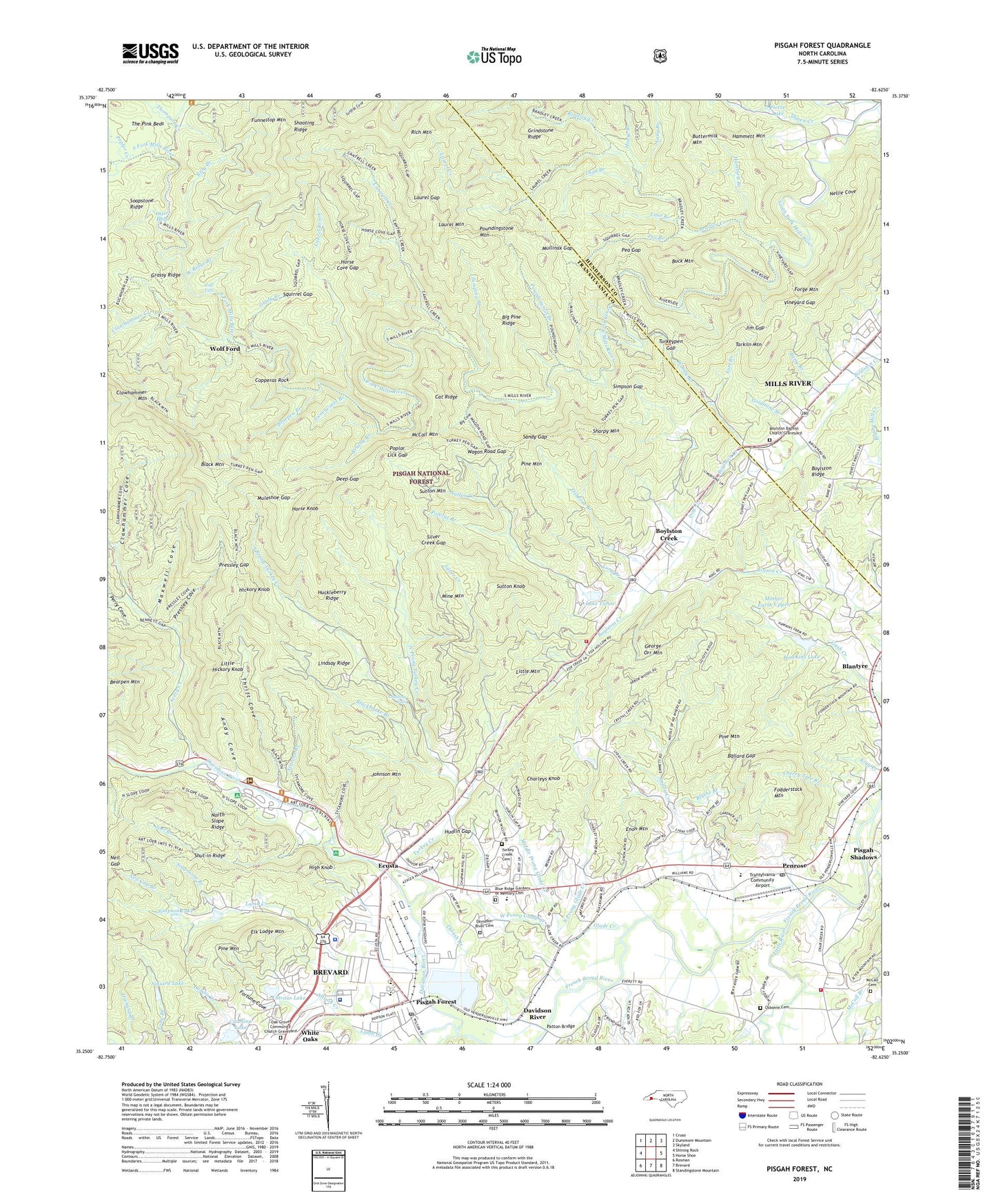 Pisgah Forest North Carolina US Topo Map Image