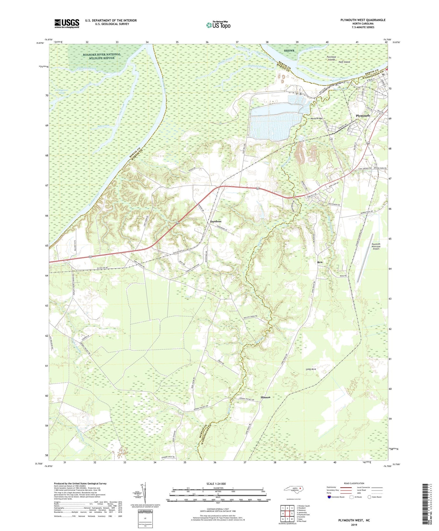 Plymouth West North Carolina US Topo Map Image