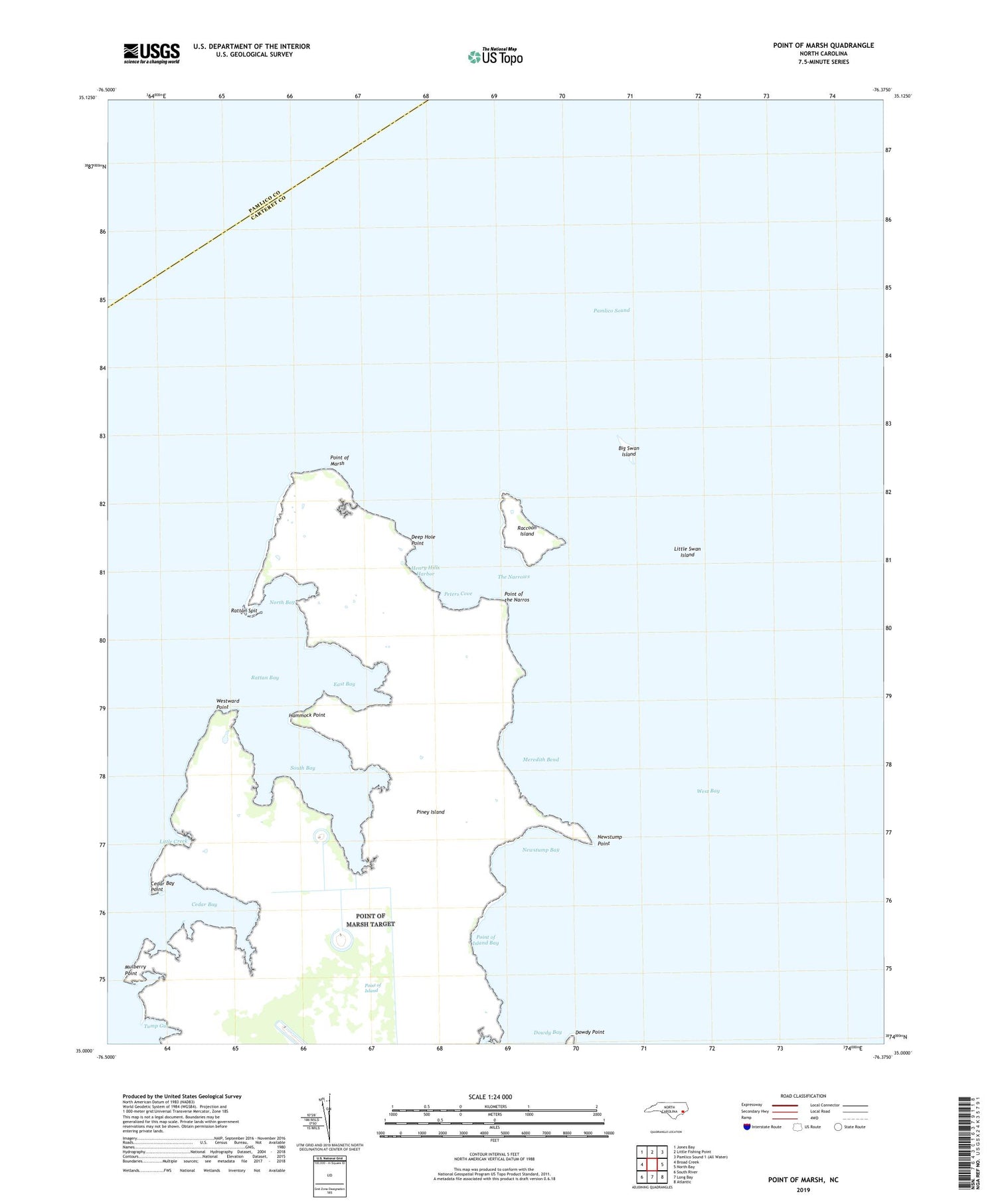 Point of Marsh North Carolina US Topo Map Image
