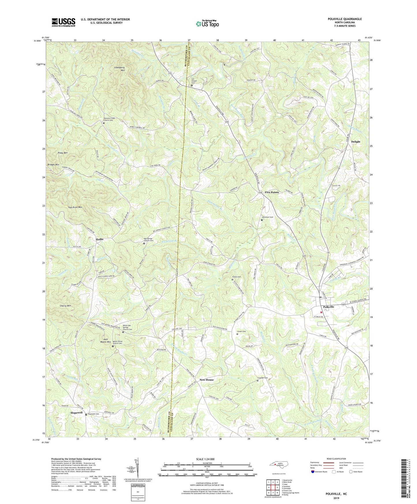 Polkville North Carolina US Topo Map Image