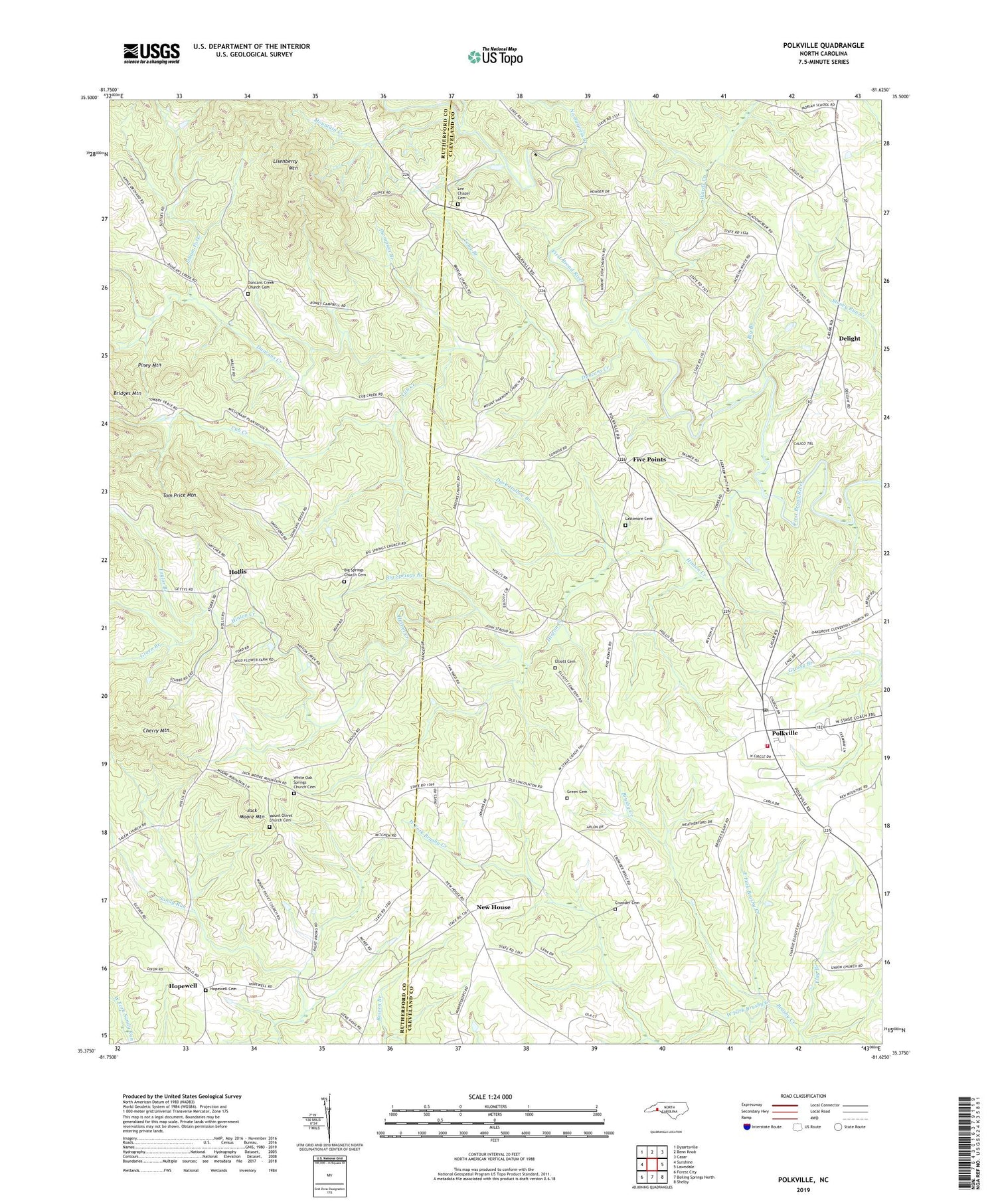 Polkville North Carolina US Topo Map Image