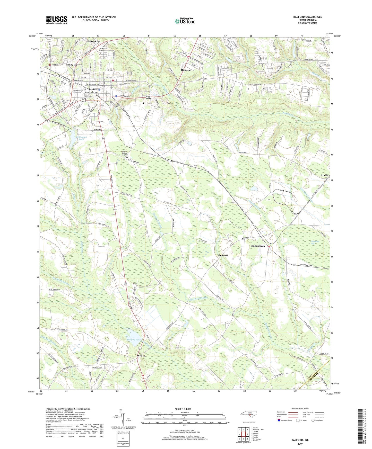 Raeford North Carolina US Topo Map Image