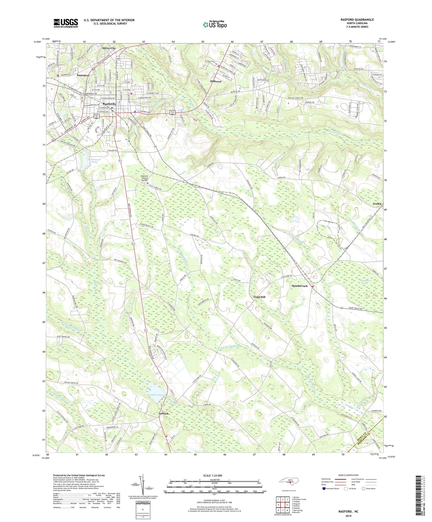 Raeford North Carolina US Topo Map Image