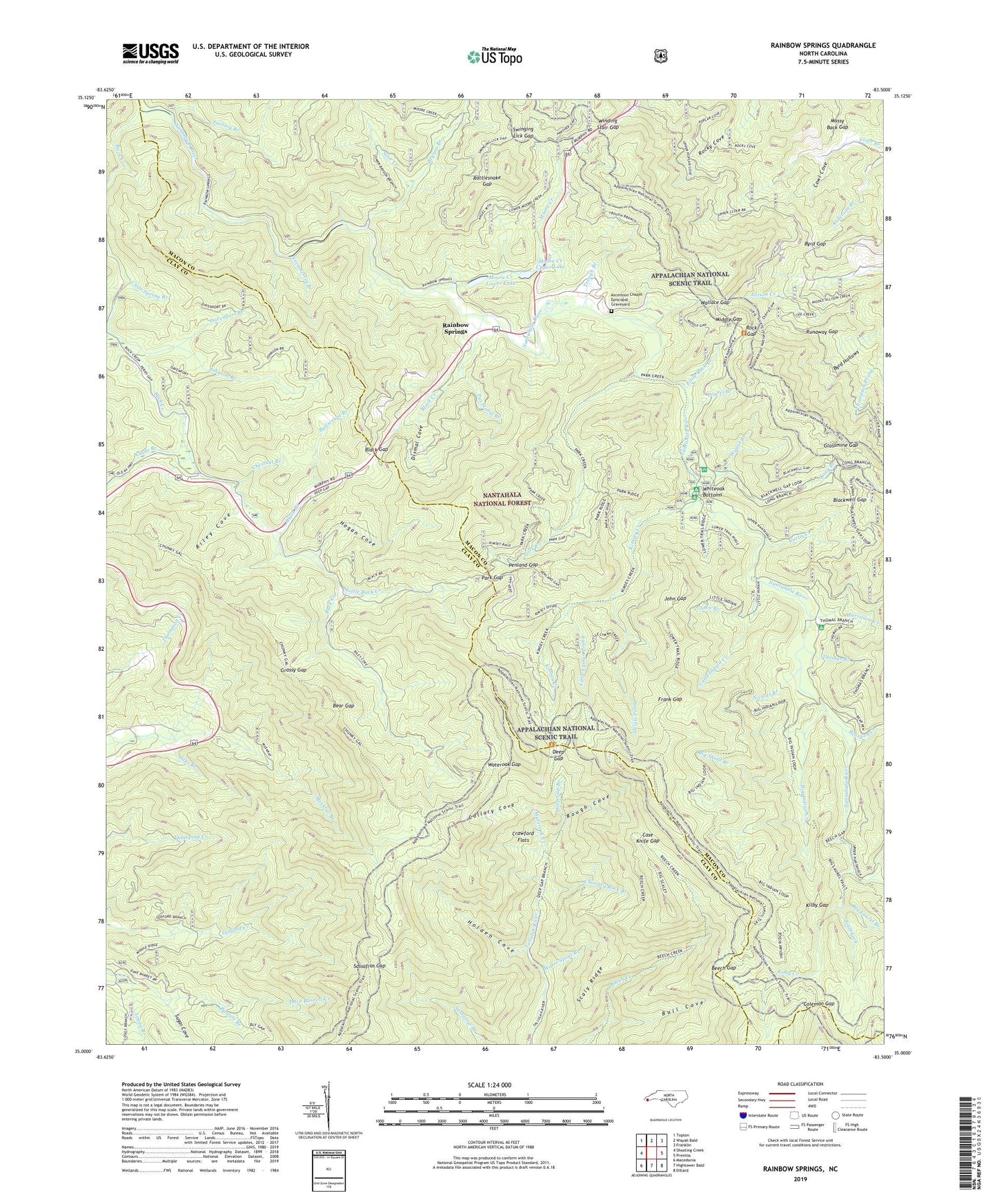Rainbow Springs North Carolina US Topo Map Image