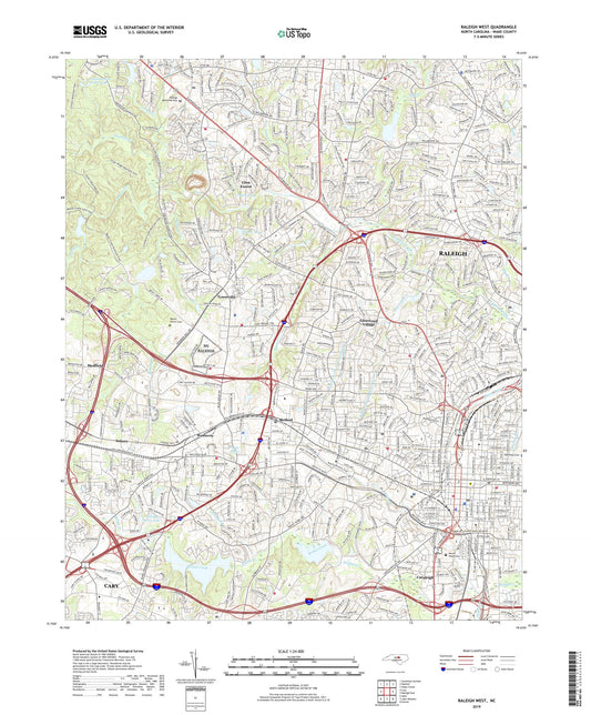 Raleigh West North Carolina US Topo Map Image