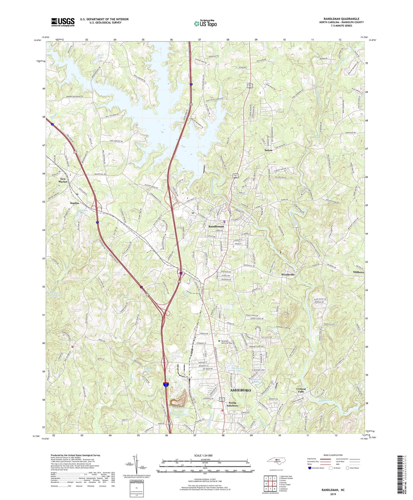 Randleman North Carolina US Topo Map Image