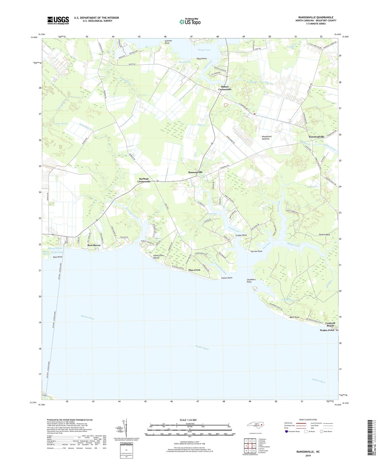 Ransomville North Carolina US Topo Map Image