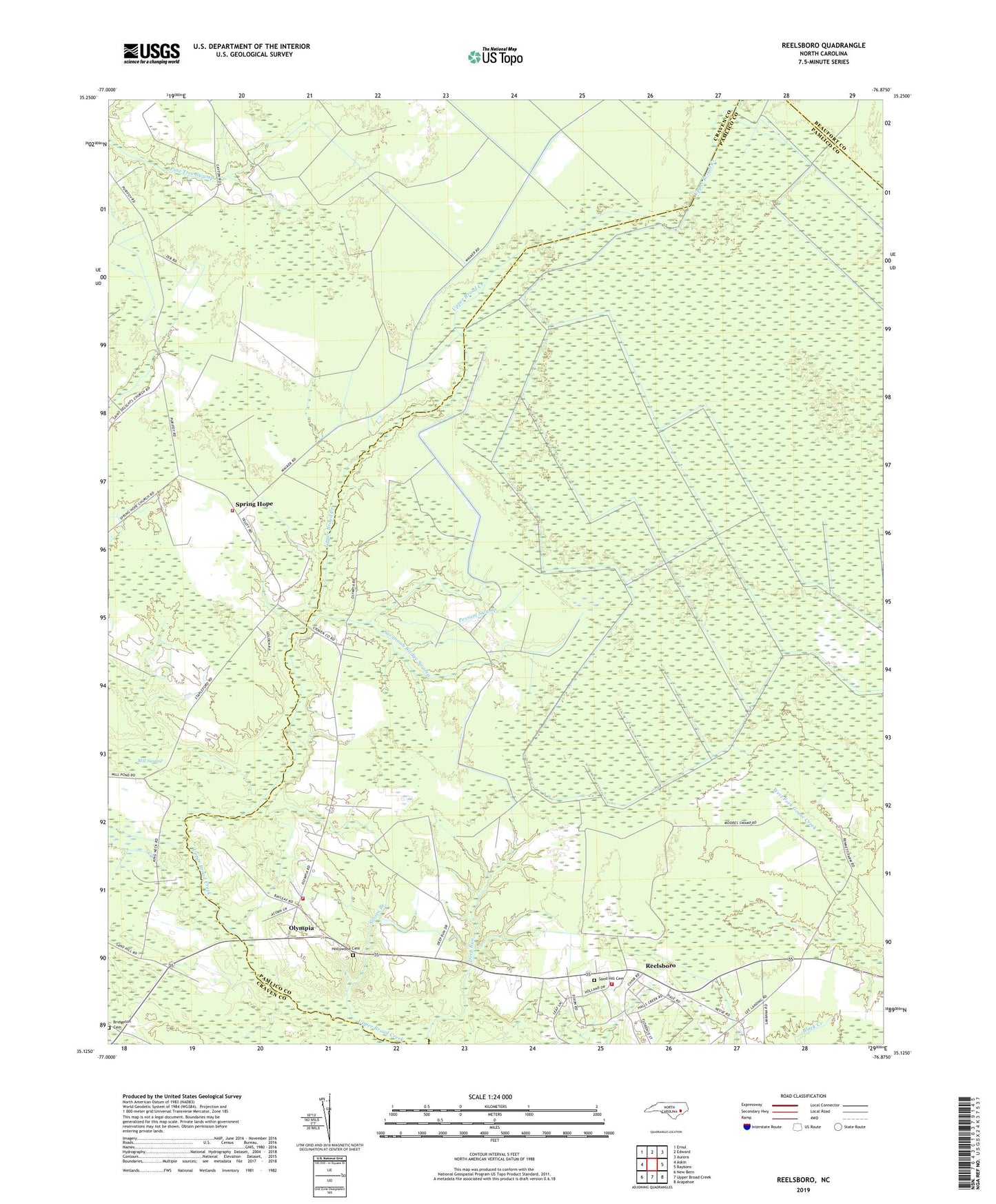 Reelsboro North Carolina US Topo Map Image