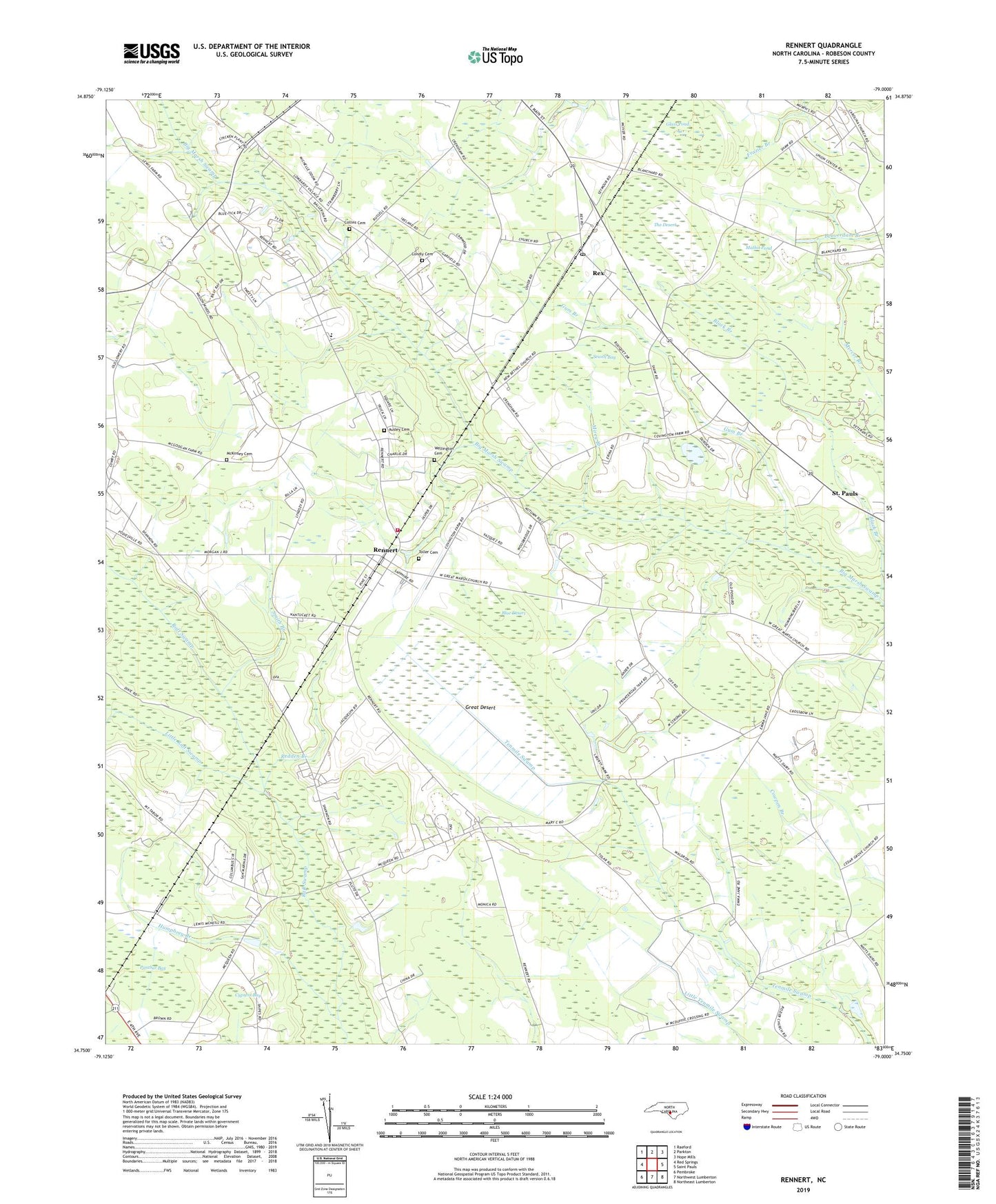 Rennert North Carolina US Topo Map Image
