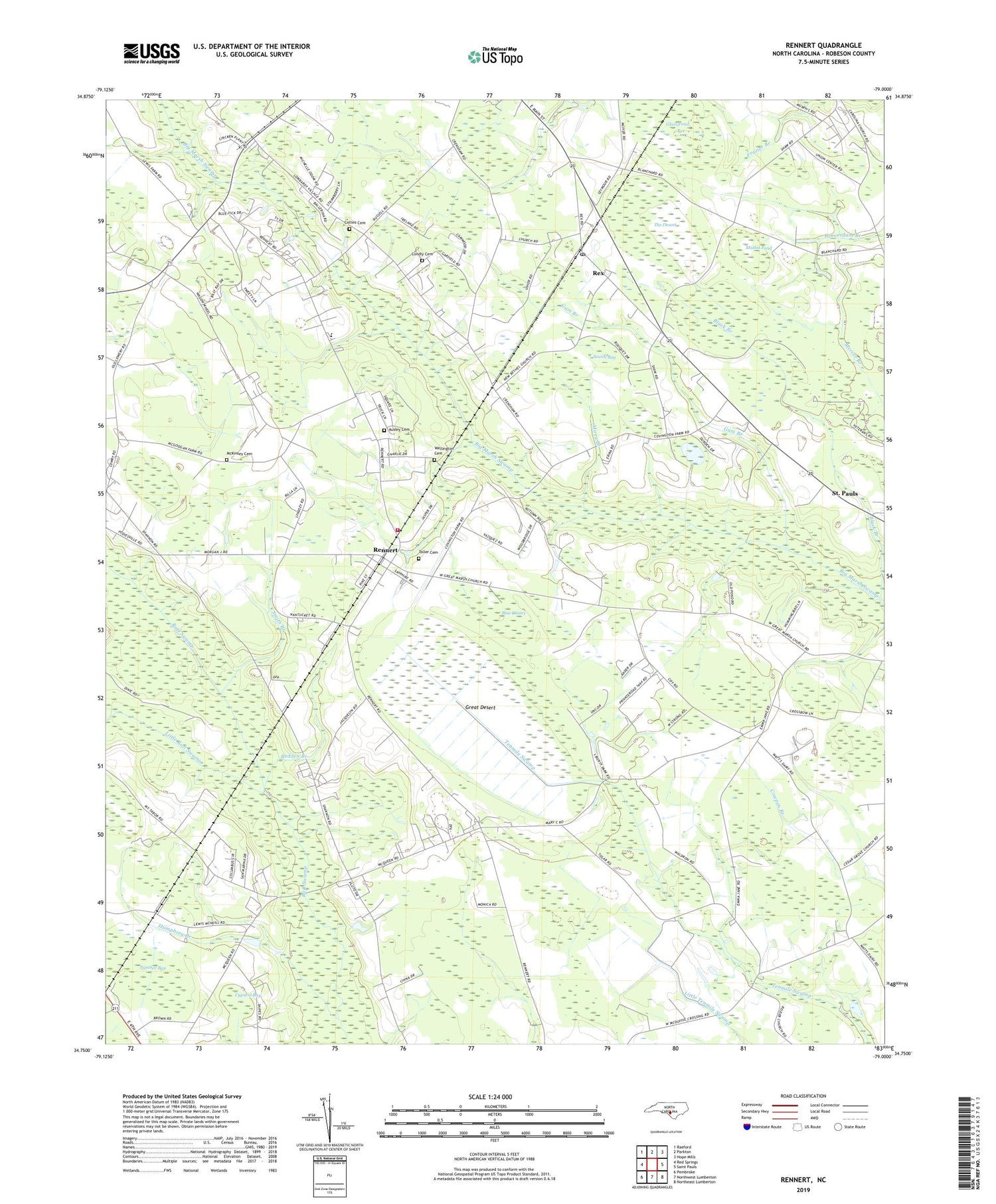 Rennert North Carolina US Topo Map Image