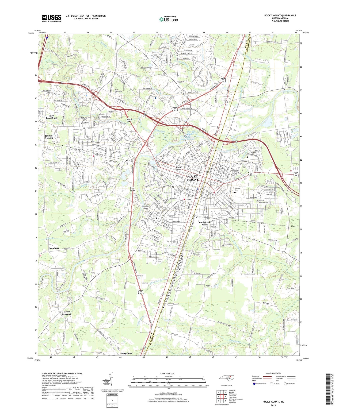 Rocky Mount North Carolina US Topo Map Image