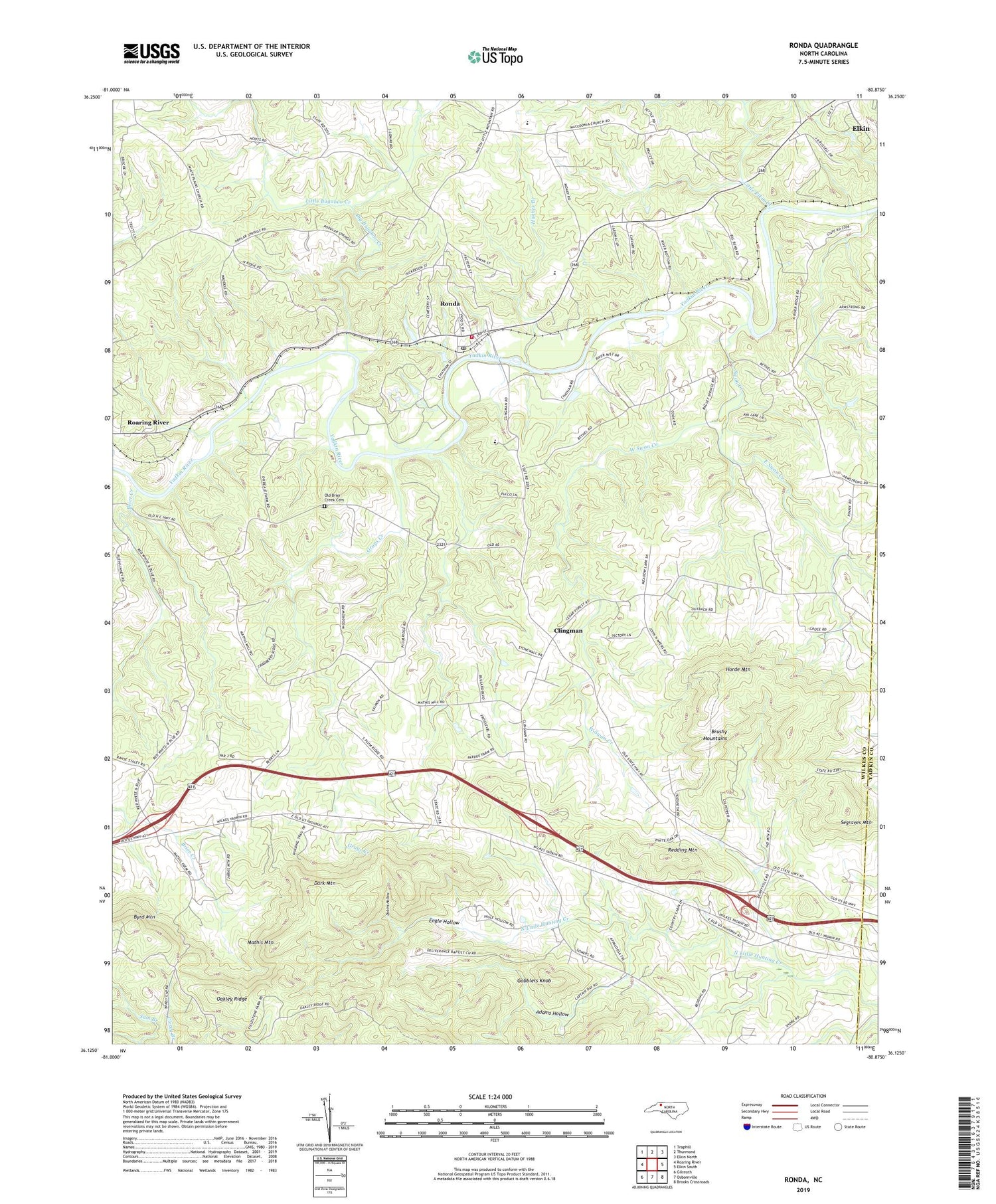 Ronda North Carolina US Topo Map Image