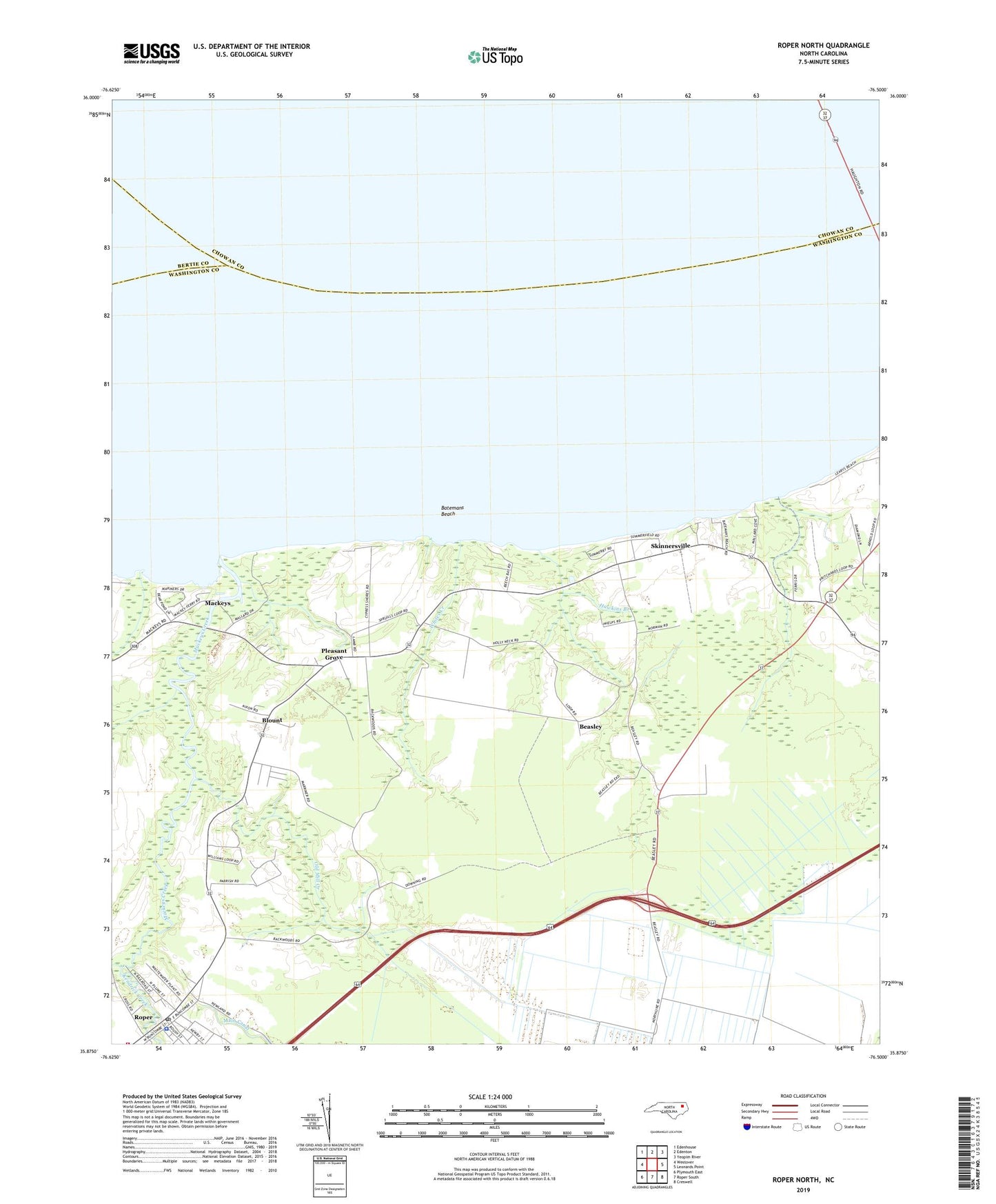 Roper North North Carolina US Topo Map Image