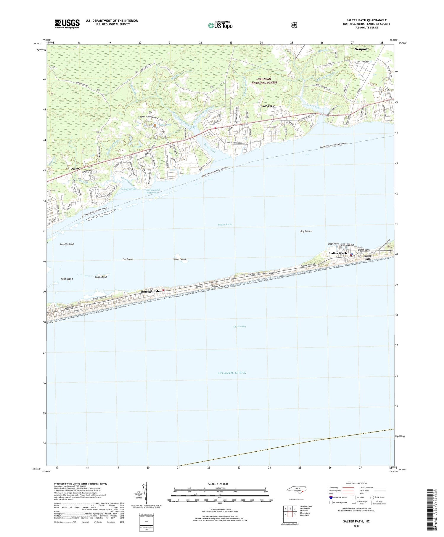 Salter Path North Carolina US Topo Map Image