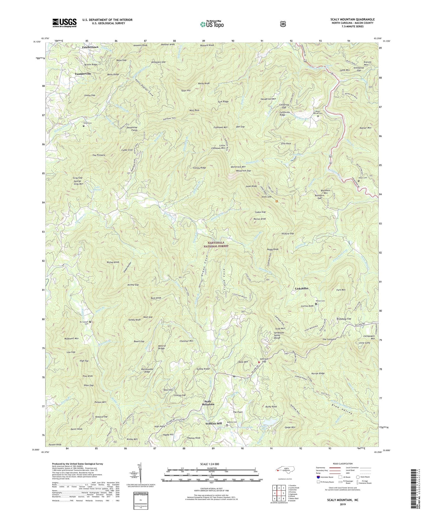 Scaly Mountain North Carolina US Topo Map Image