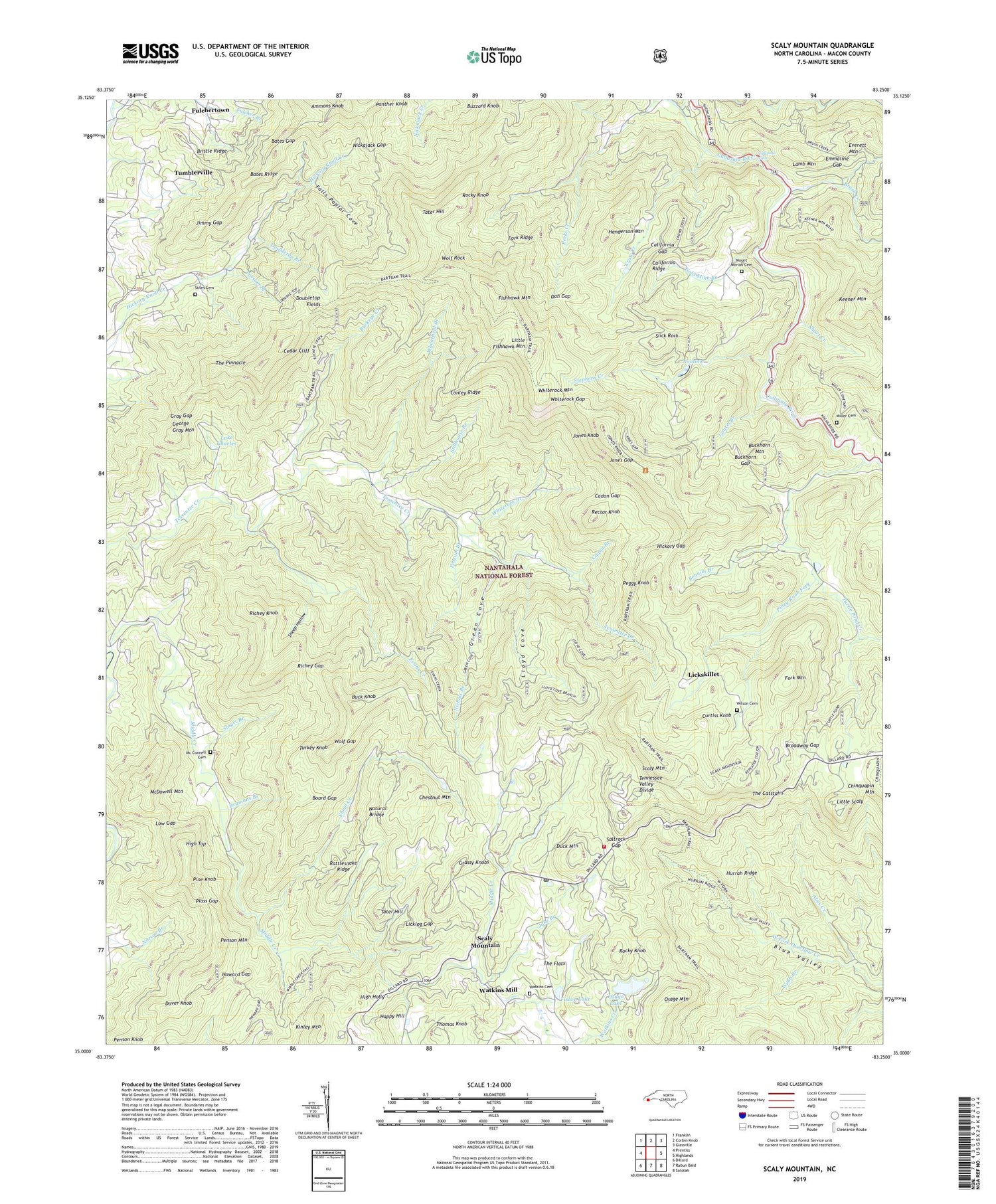Scaly Mountain North Carolina US Topo Map Image