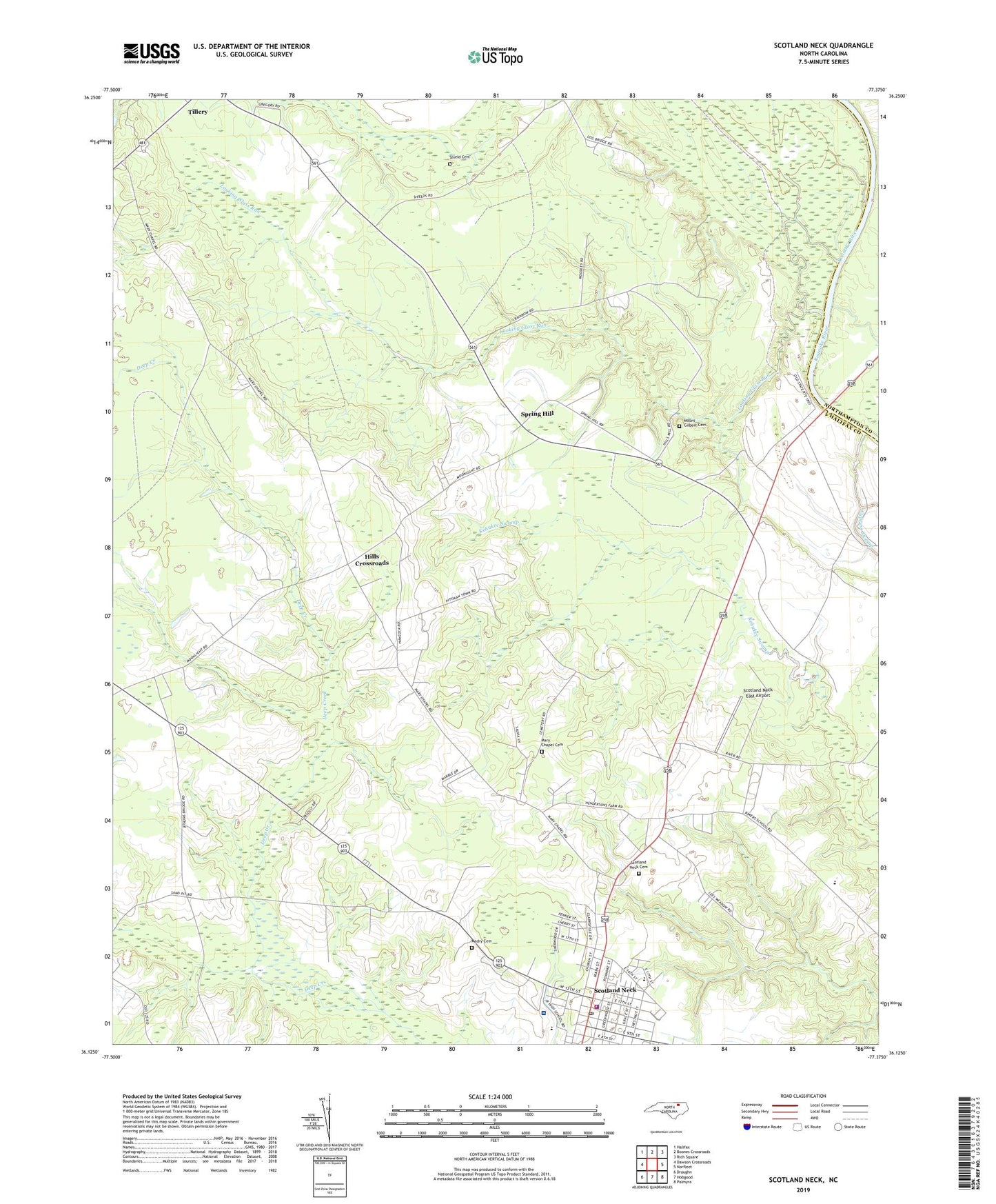 Scotland Neck North Carolina US Topo Map Image