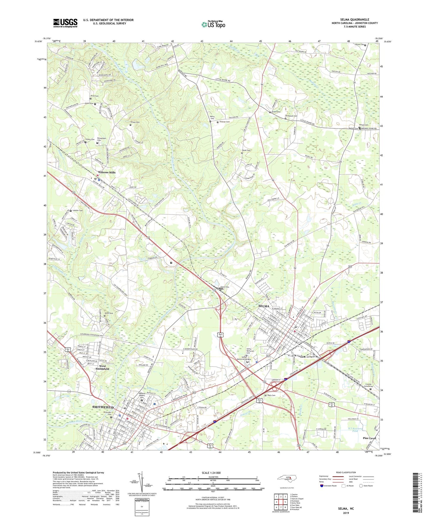 Selma North Carolina US Topo Map Image