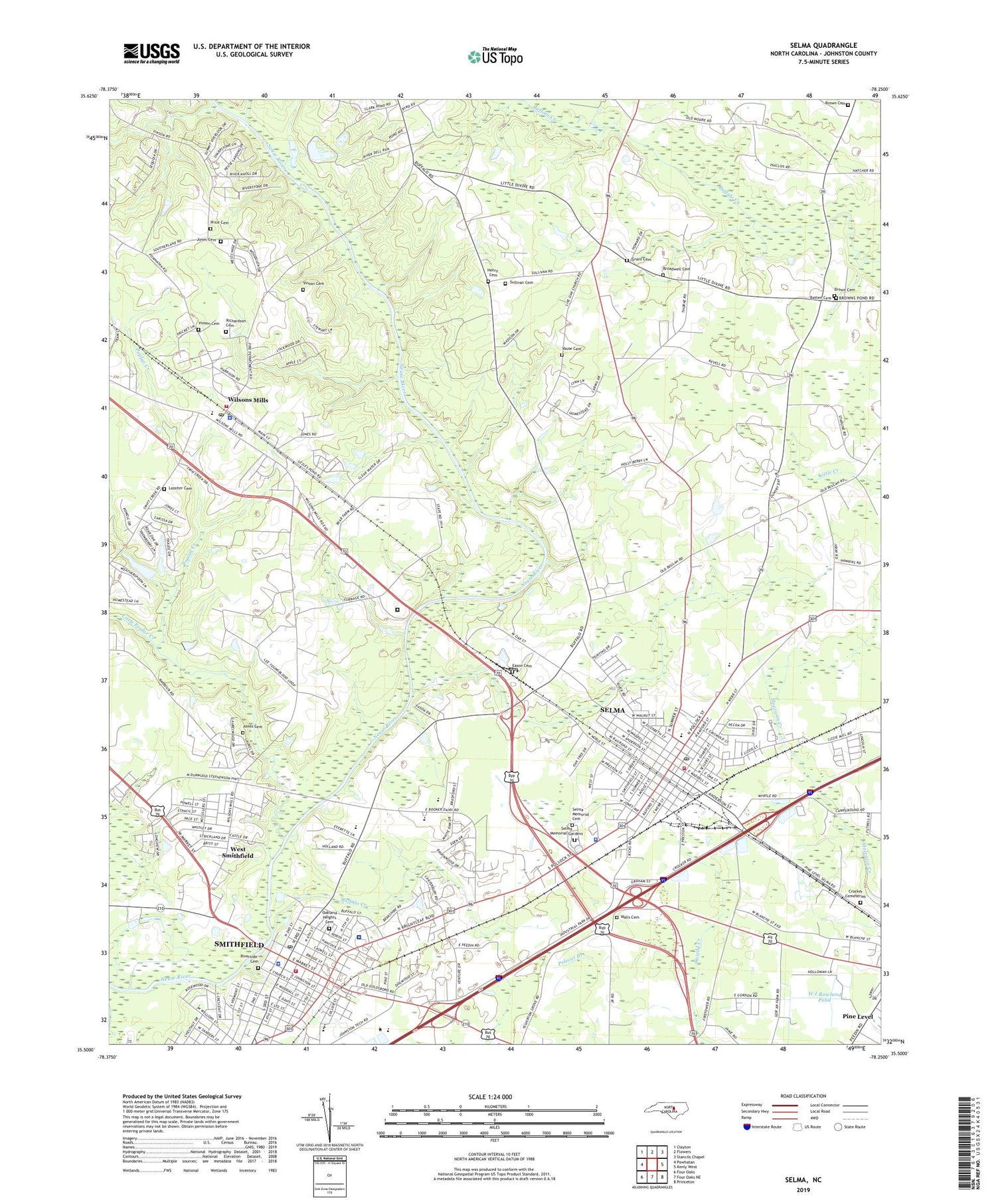Selma North Carolina US Topo Map Image