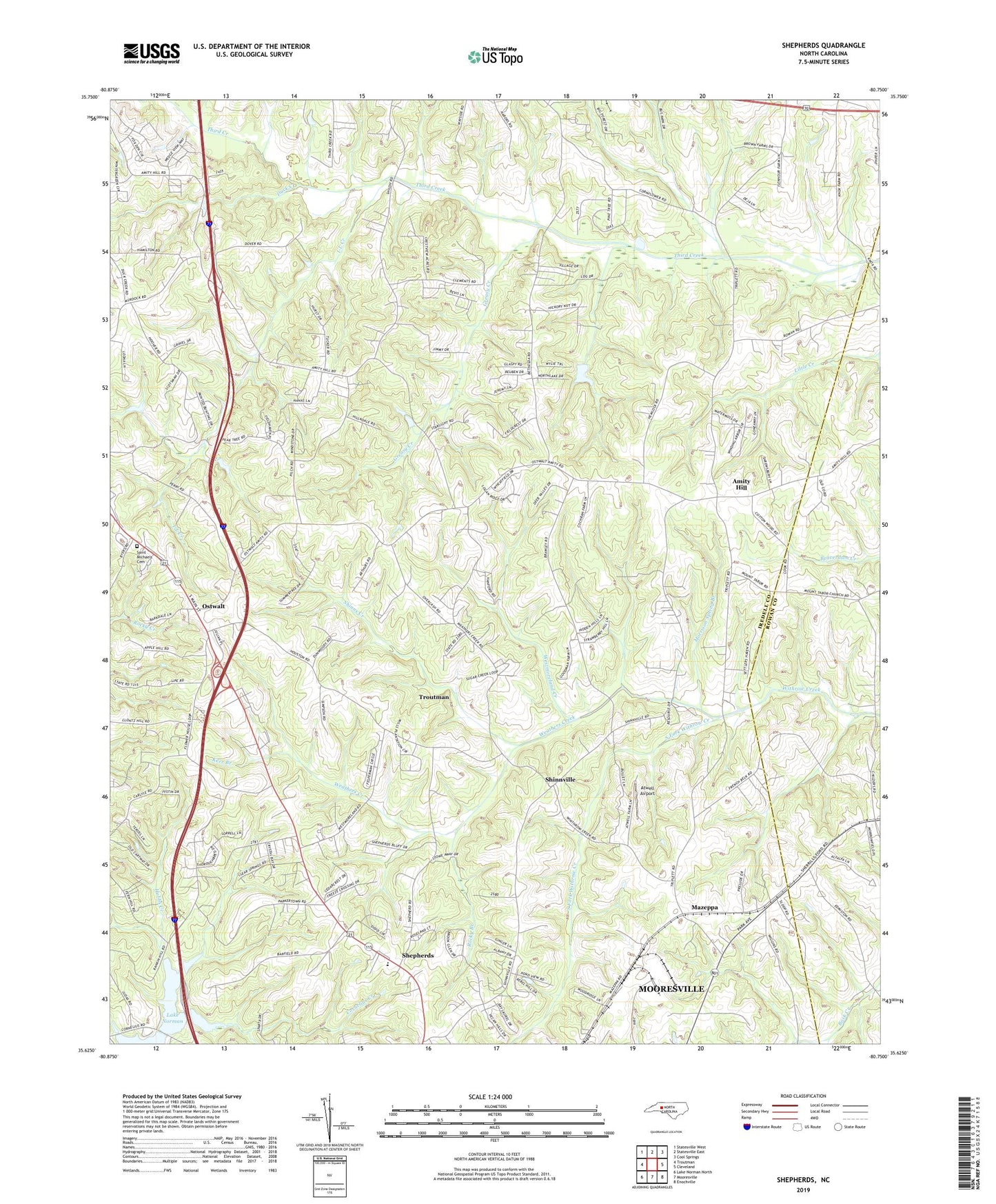 Shepherds North Carolina US Topo Map Image