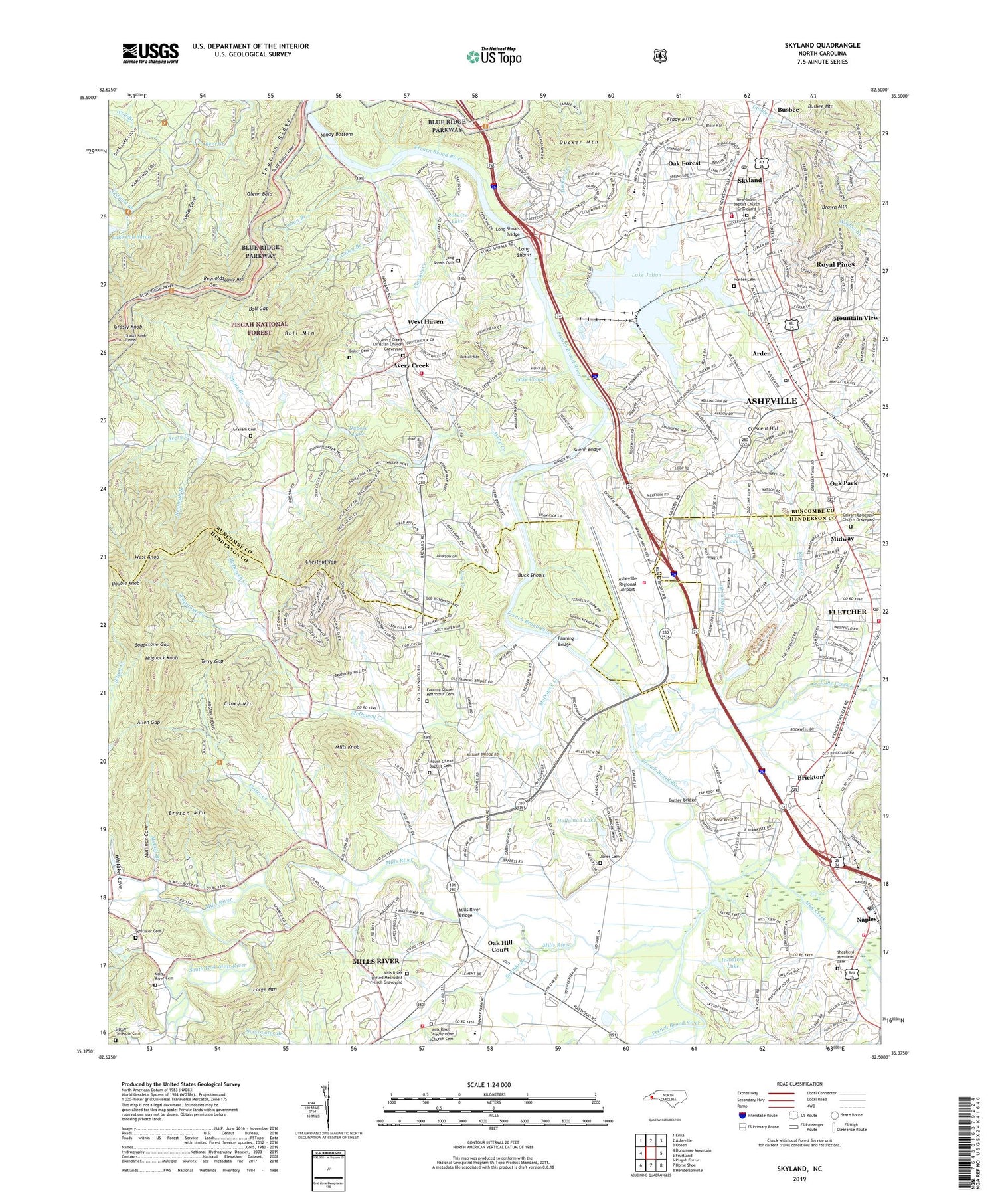 Skyland North Carolina US Topo Map Image
