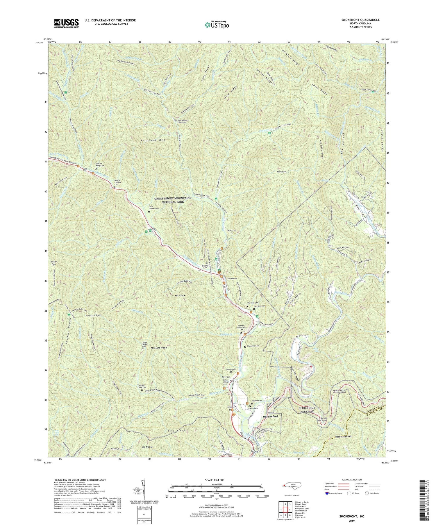 Smokemont North Carolina US Topo Map Image