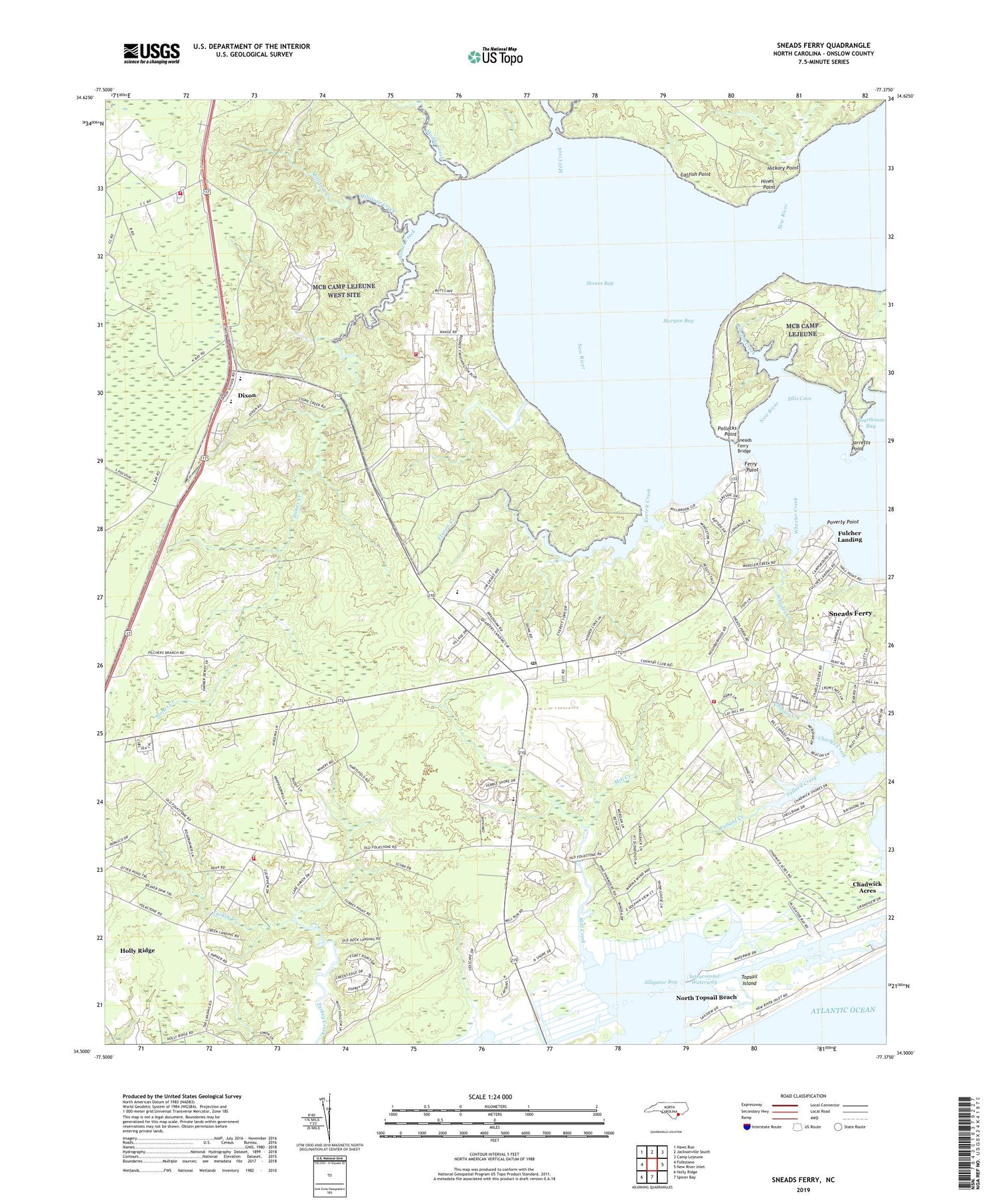 Sneads Ferry North Carolina US Topo Map Image