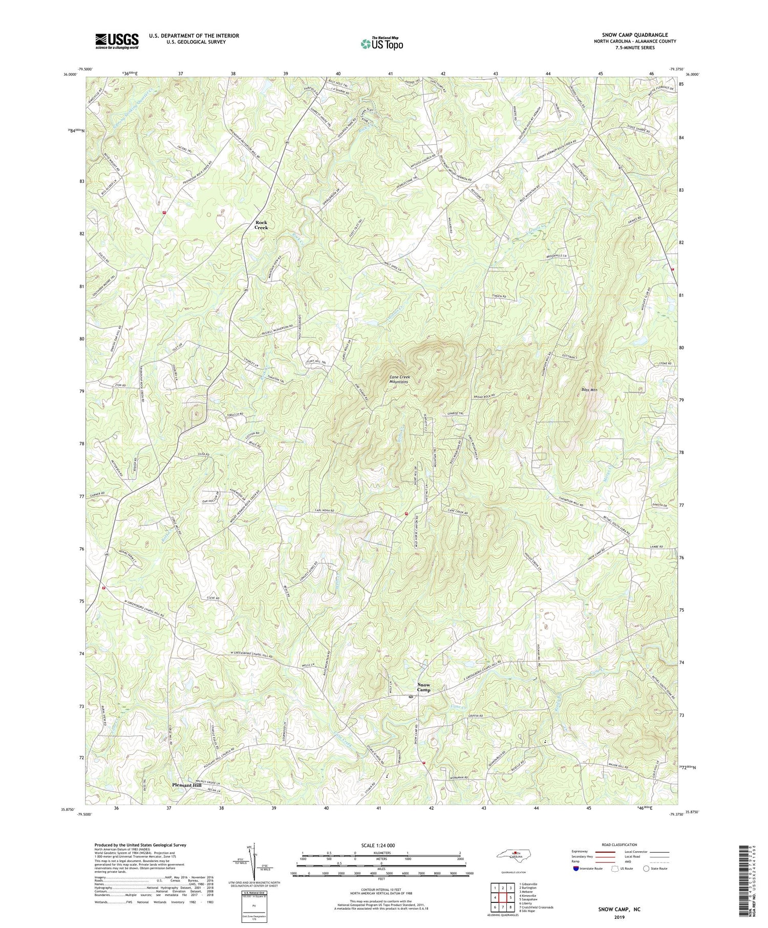 Snow Camp North Carolina US Topo Map Image