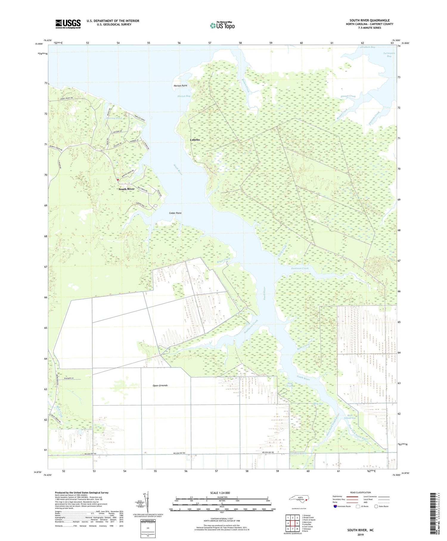 South River North Carolina US Topo Map Image