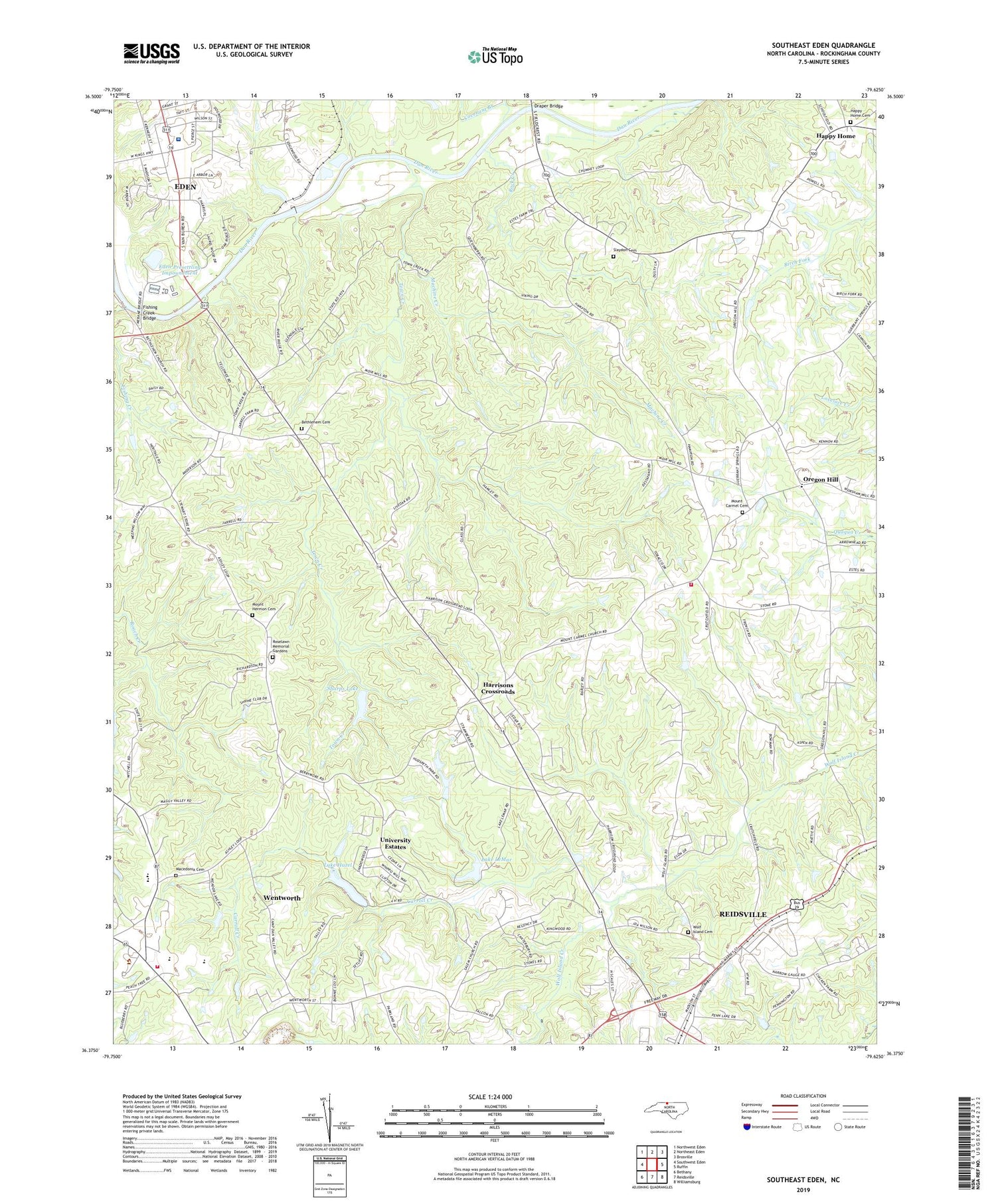 Southeast Eden North Carolina US Topo Map Image