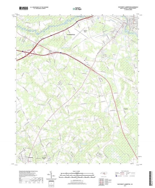 Southwest Lumberton North Carolina US Topo Map Image