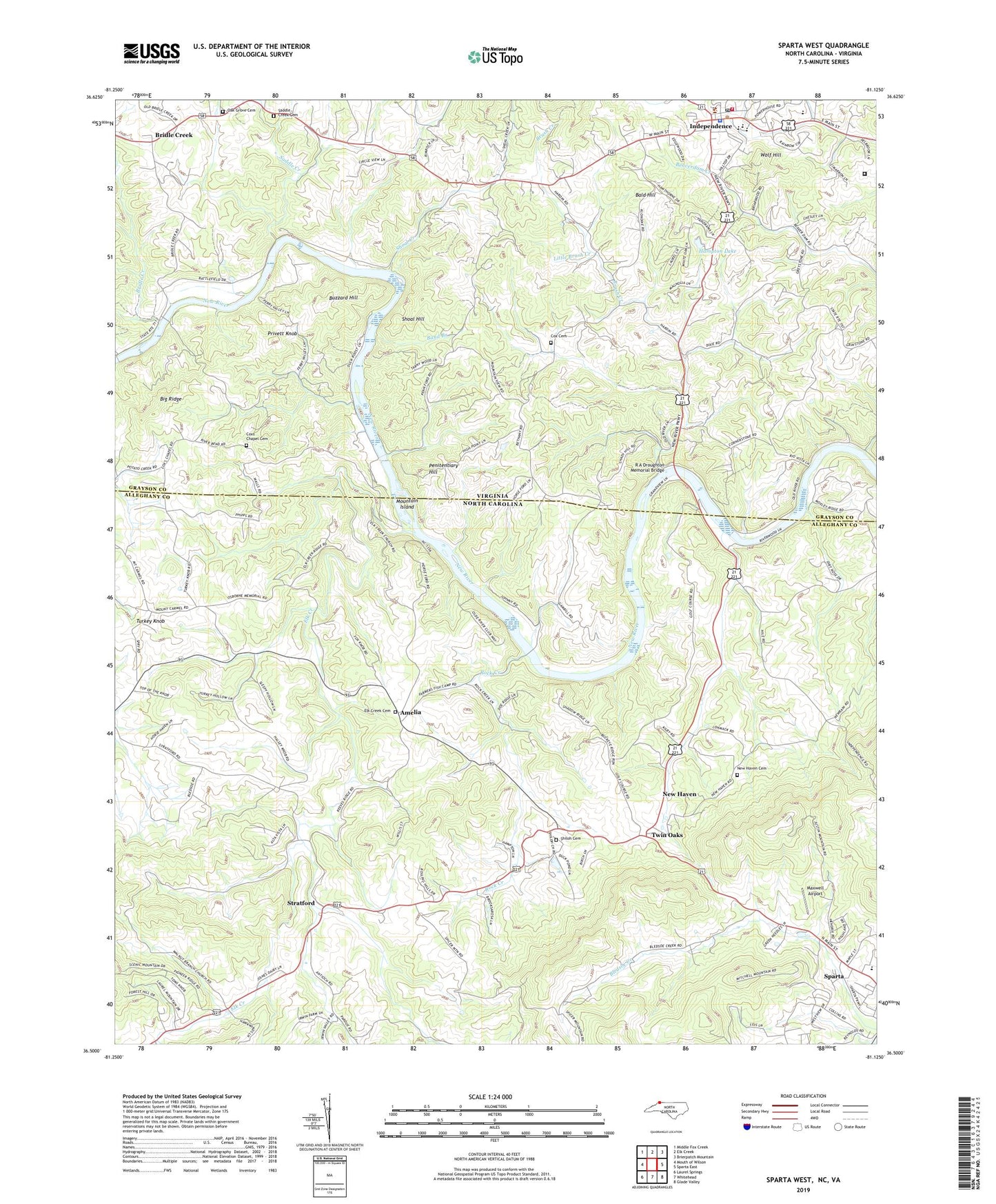 Sparta West North Carolina US Topo Map Image
