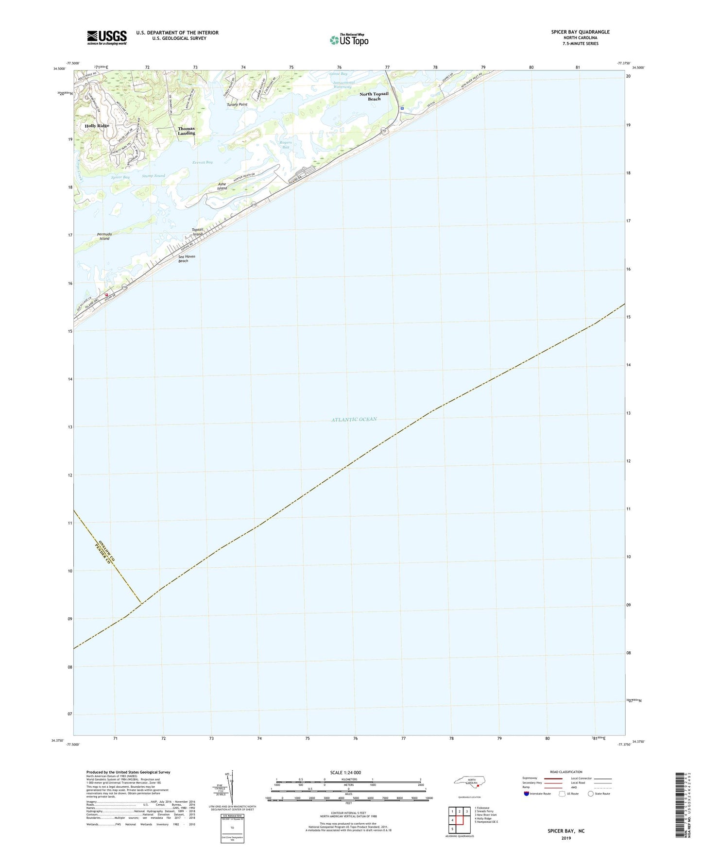 Spicer Bay North Carolina US Topo Map Image