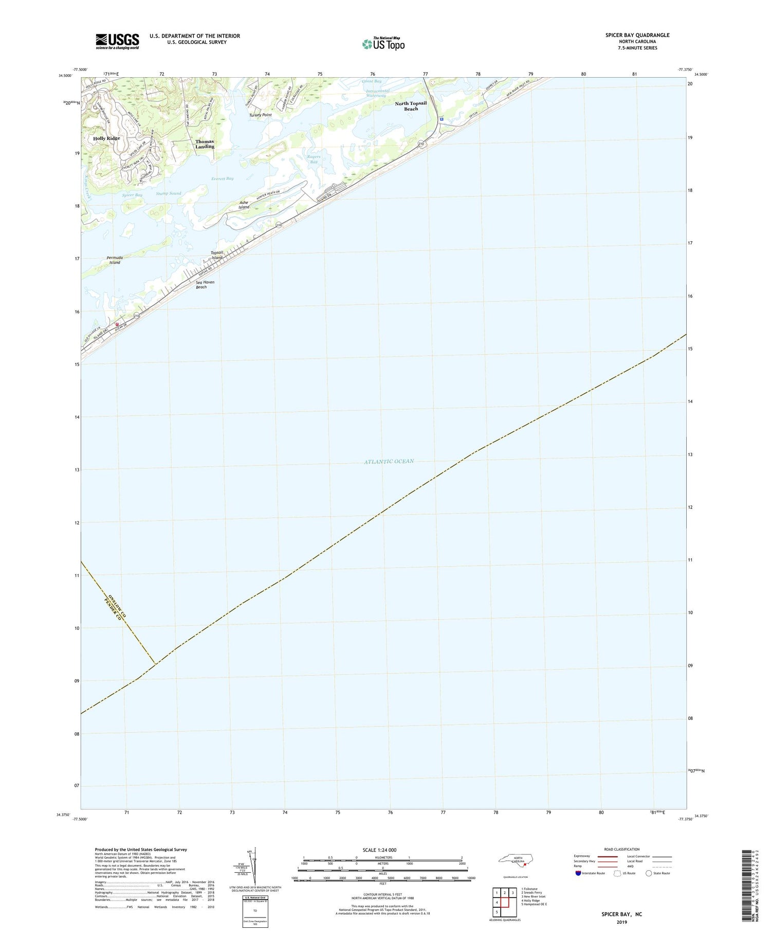 Spicer Bay North Carolina US Topo Map Image