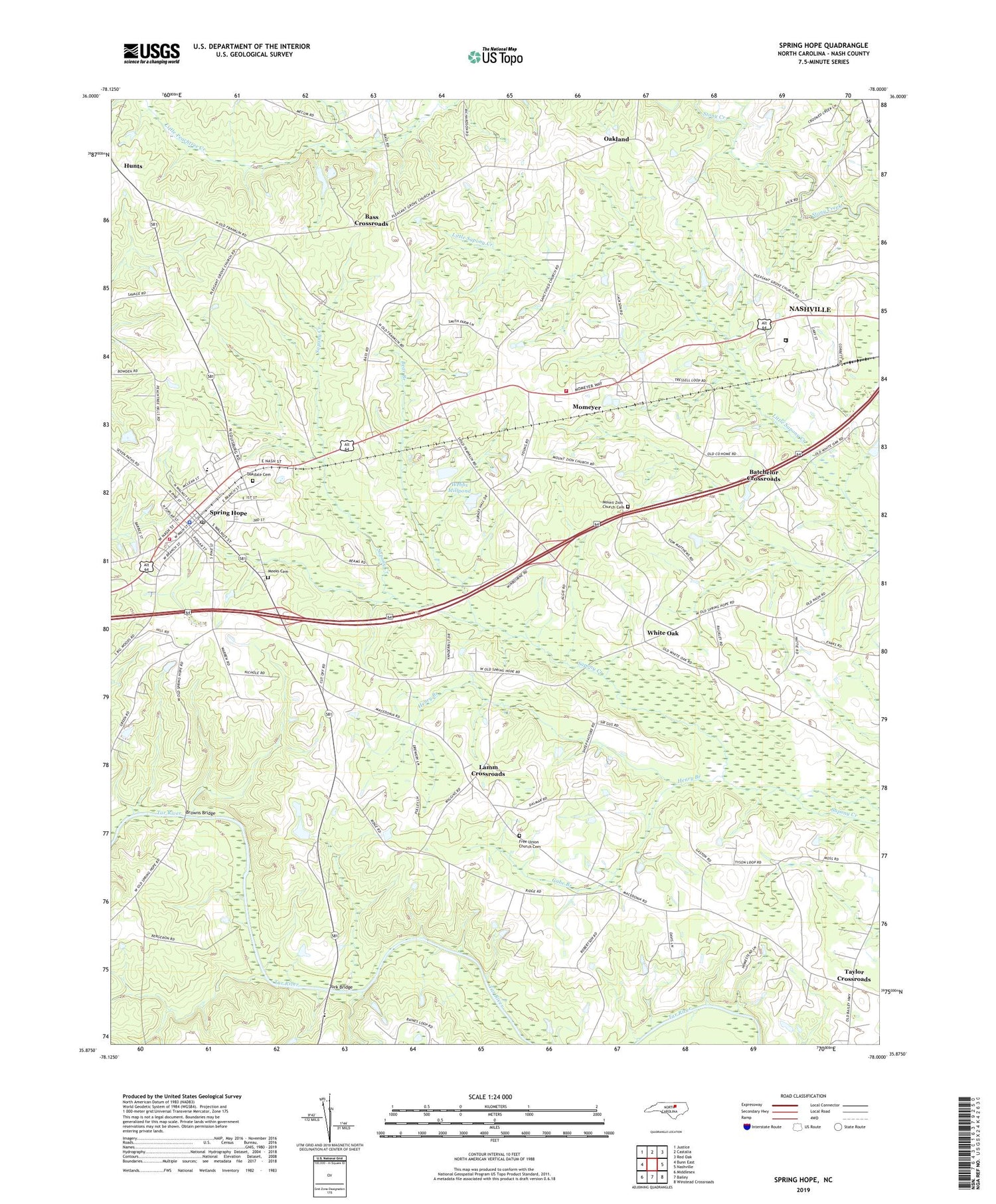 Spring Hope North Carolina US Topo Map Image