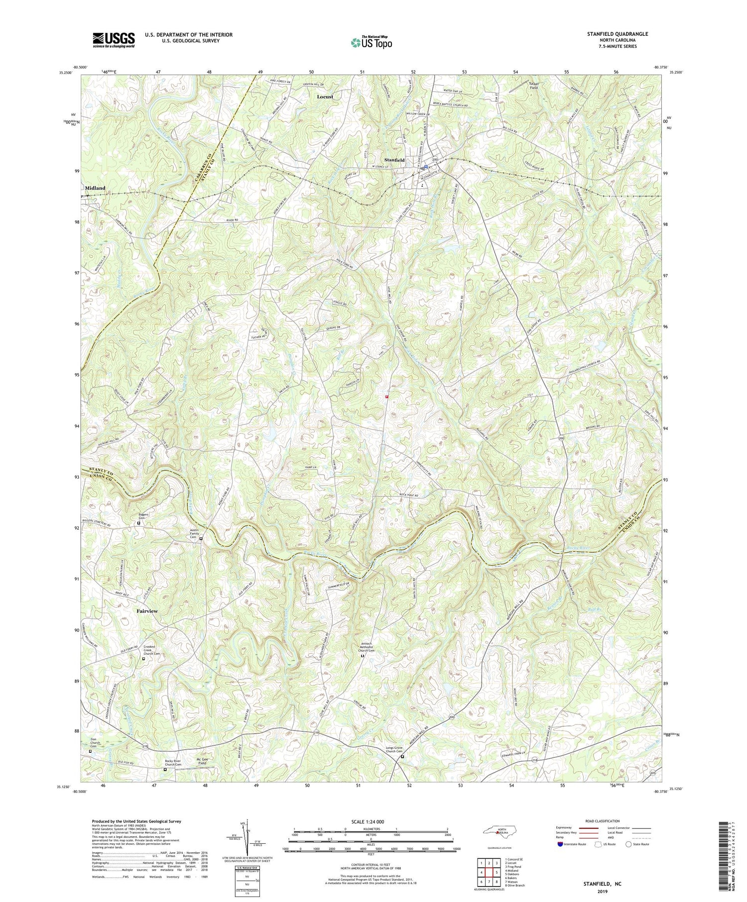 Stanfield North Carolina US Topo Map Image