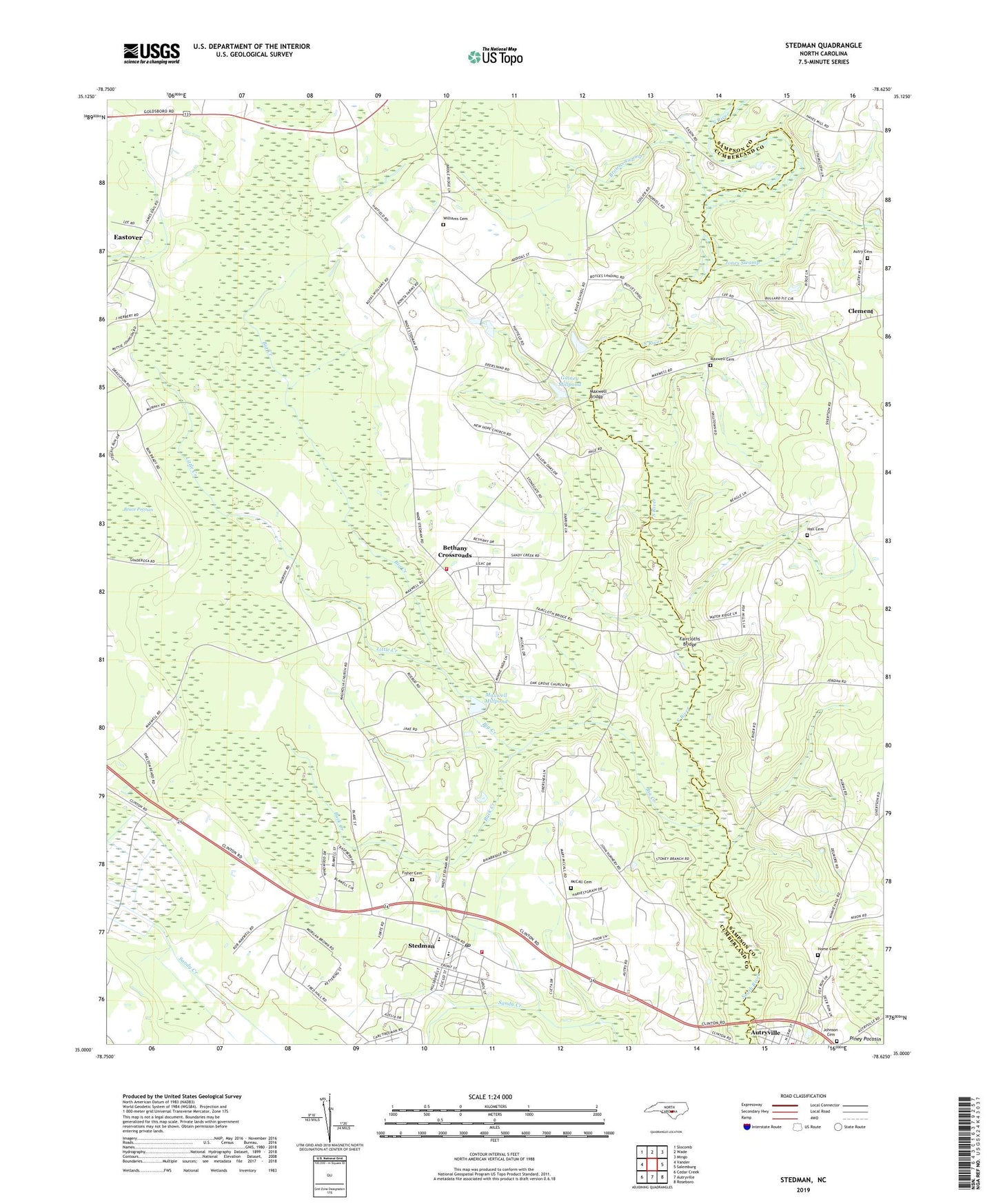 Stedman North Carolina US Topo Map Image